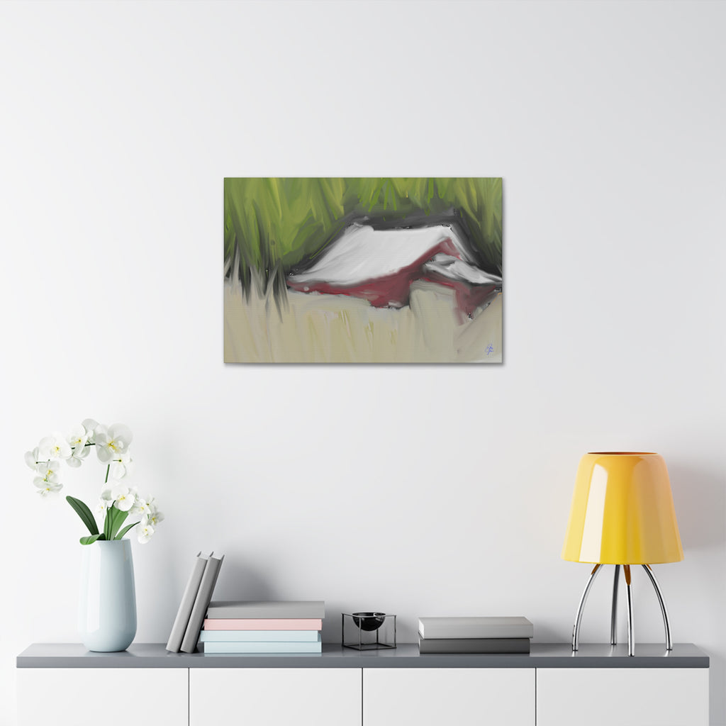 Canvas Wall Art - Red Barn in Green Field Stretched Canvas (1.5")