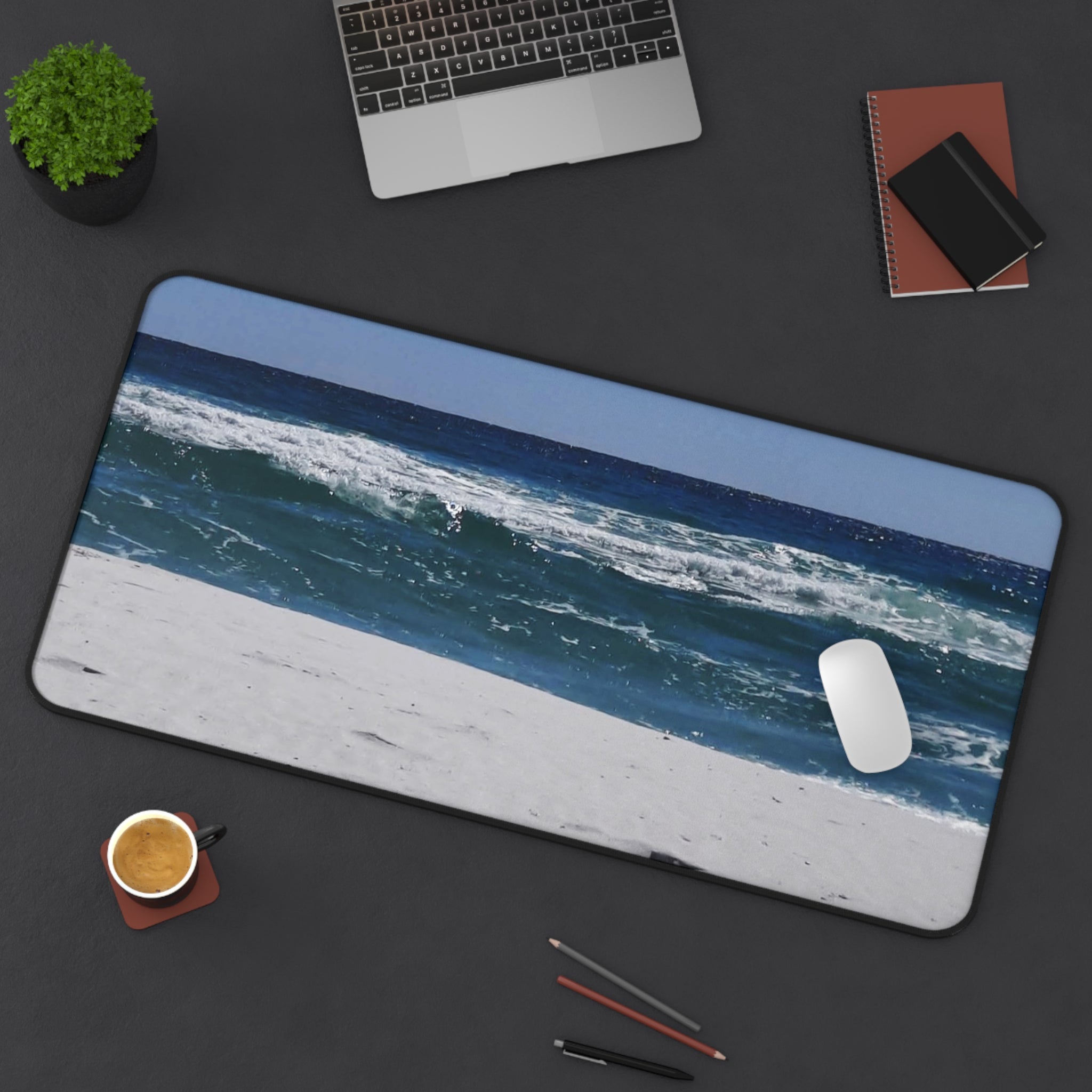 Ocean Beach Desk Mat – Coastal Waves Mouse Pad for Home Office