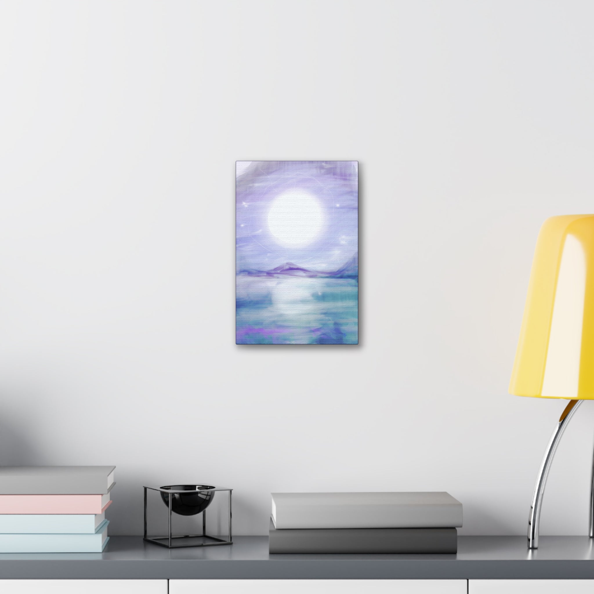 Moonlit Lake Canvas Print – Serene Purple Landscape Wall Art