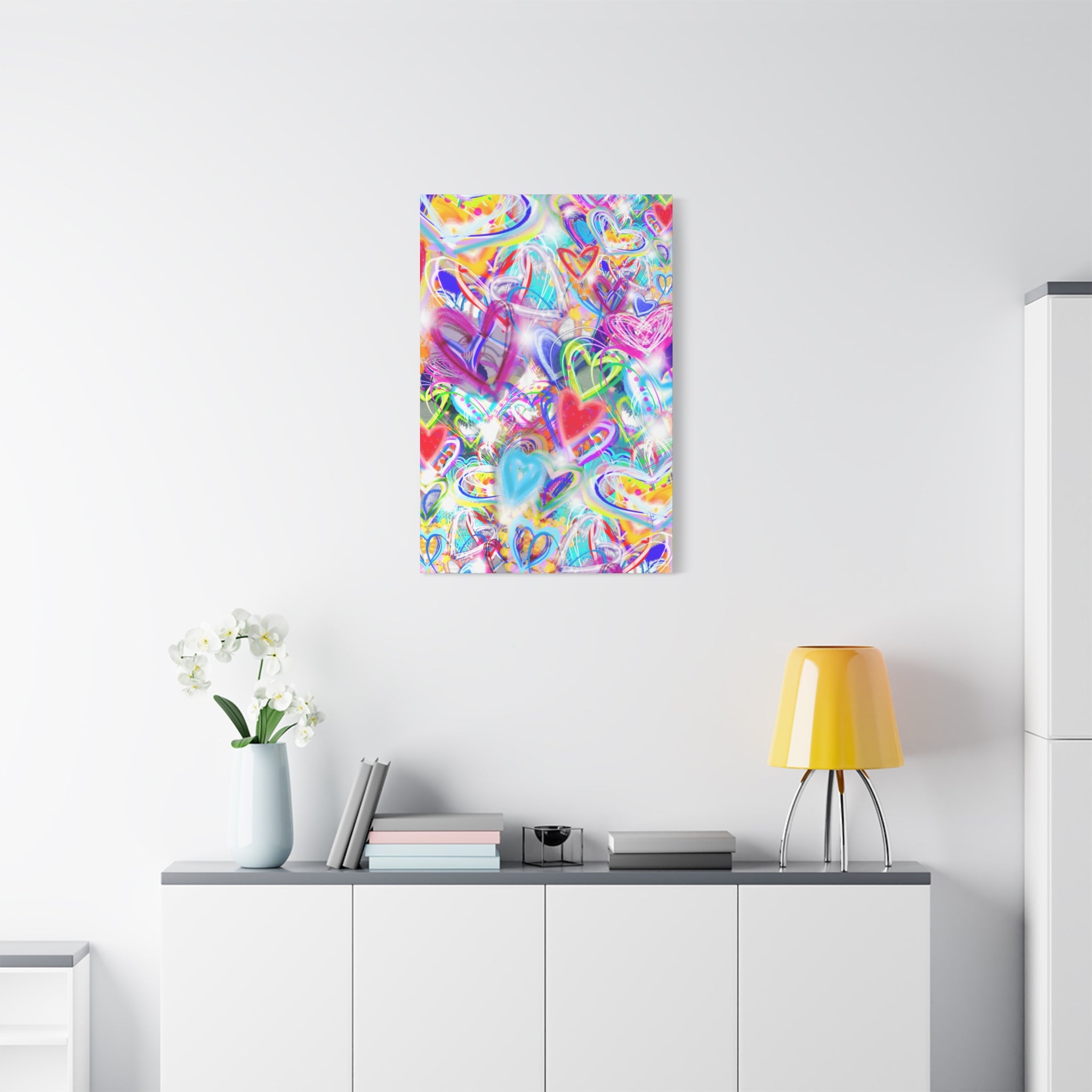 Colorful Heart Graffiti Matte Canvas