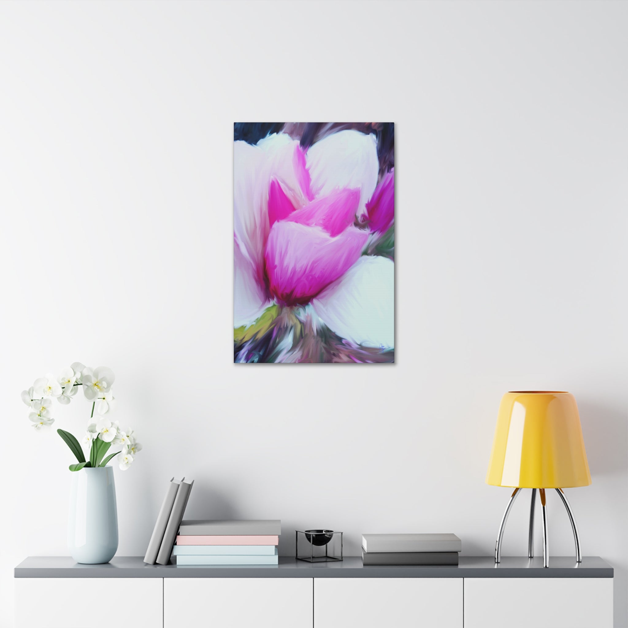 Pink Tulip Tree Abstract Canvas Wall Art — Stretched 1.5"