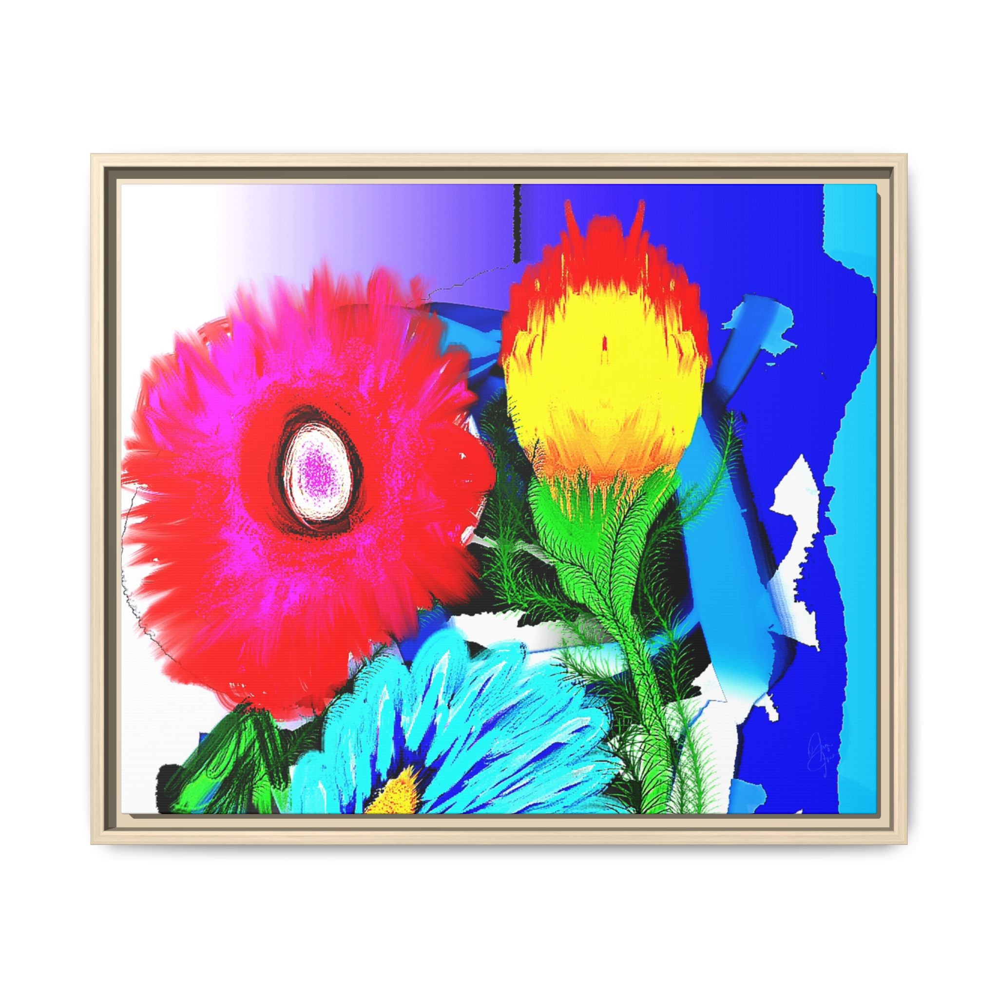 Vibrant Pop Floral Matte Canvas Framed Wall Art