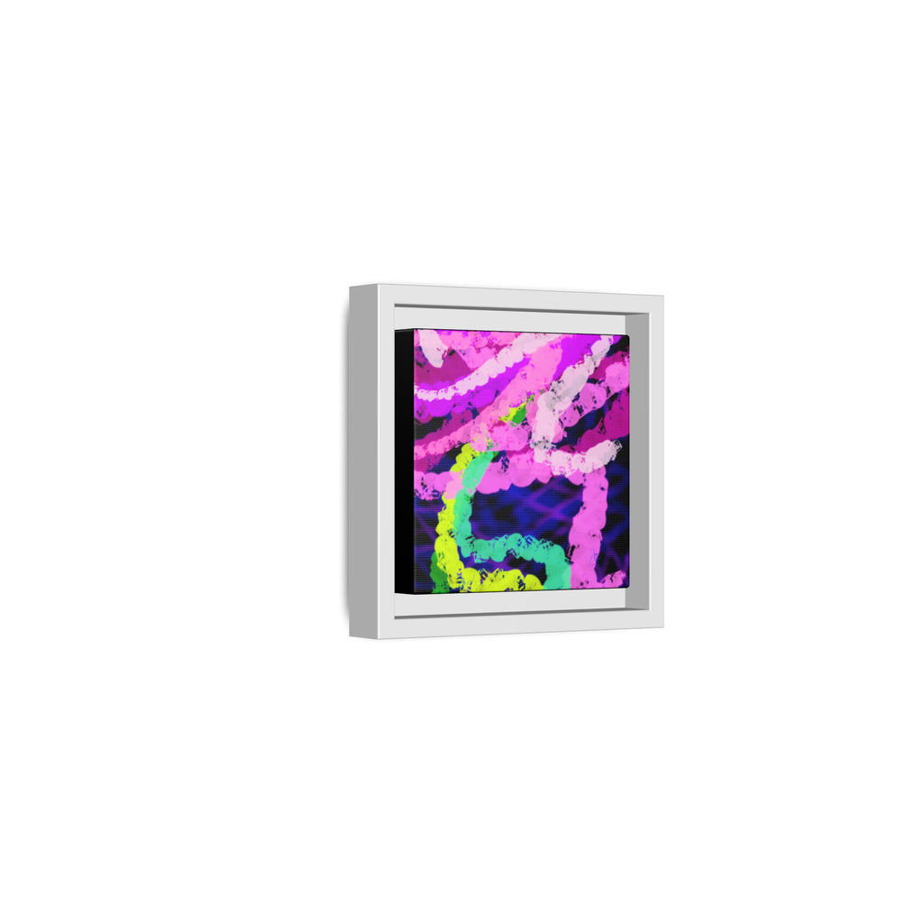 Framed Matte Canvas - Neon Rose Abstract Wall Art