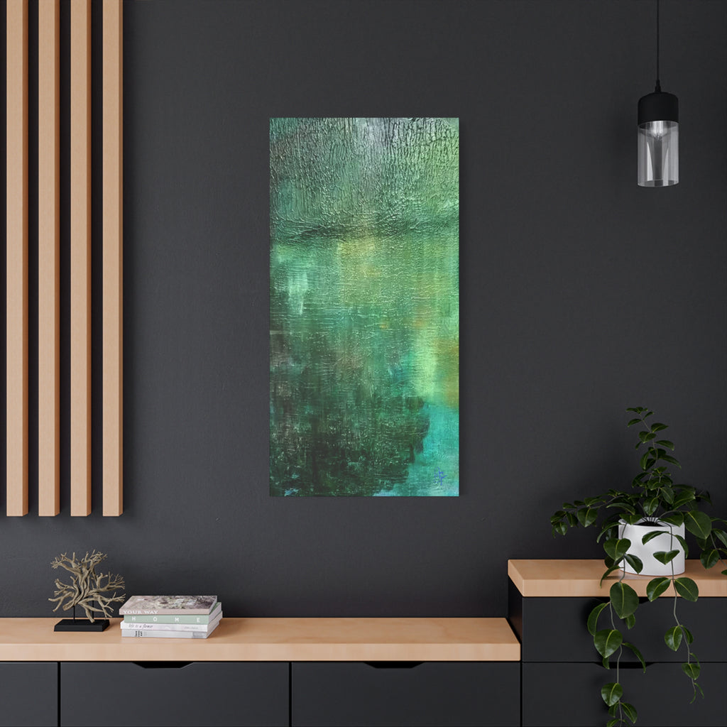 Emerald Abstract Matte Canvas Wall Art — Green Textured Stretched Canvas