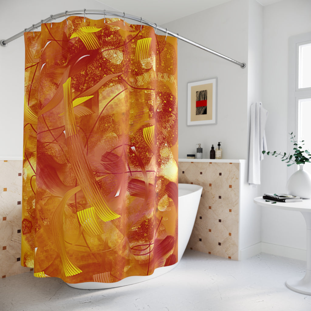 Golden Fire Shower Curtain