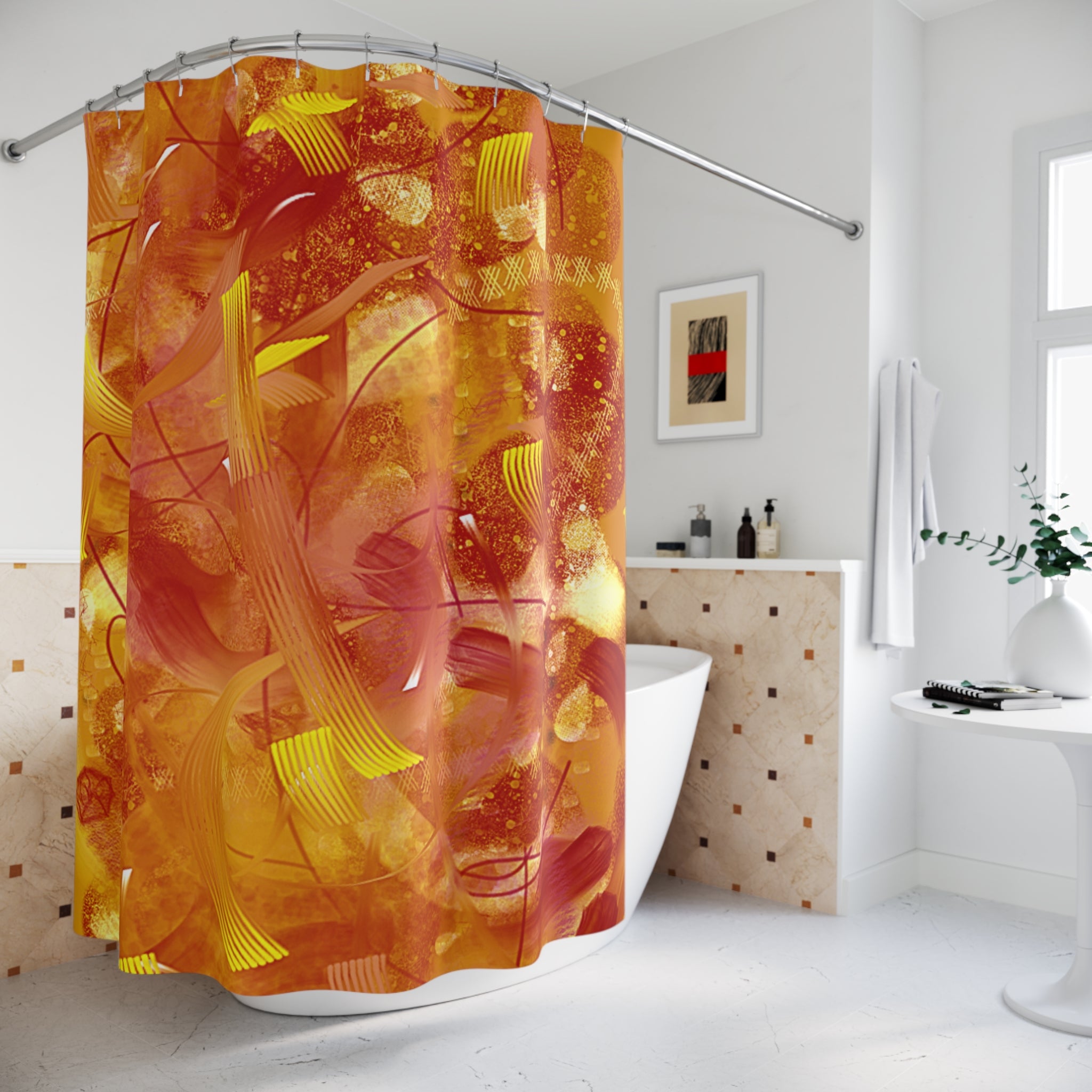 Golden Fire Shower Curtain