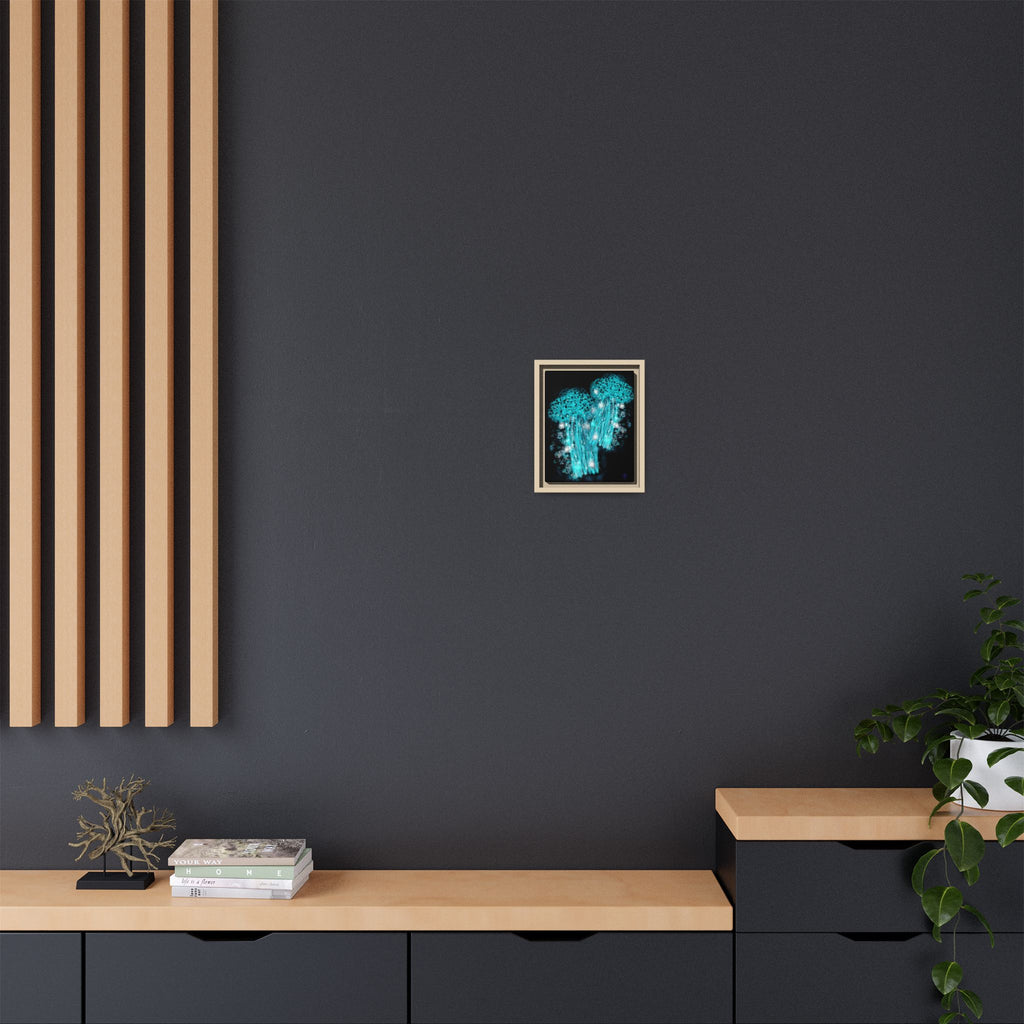 Glowing Jellyfish Art Print — Framed Matte Canvas
