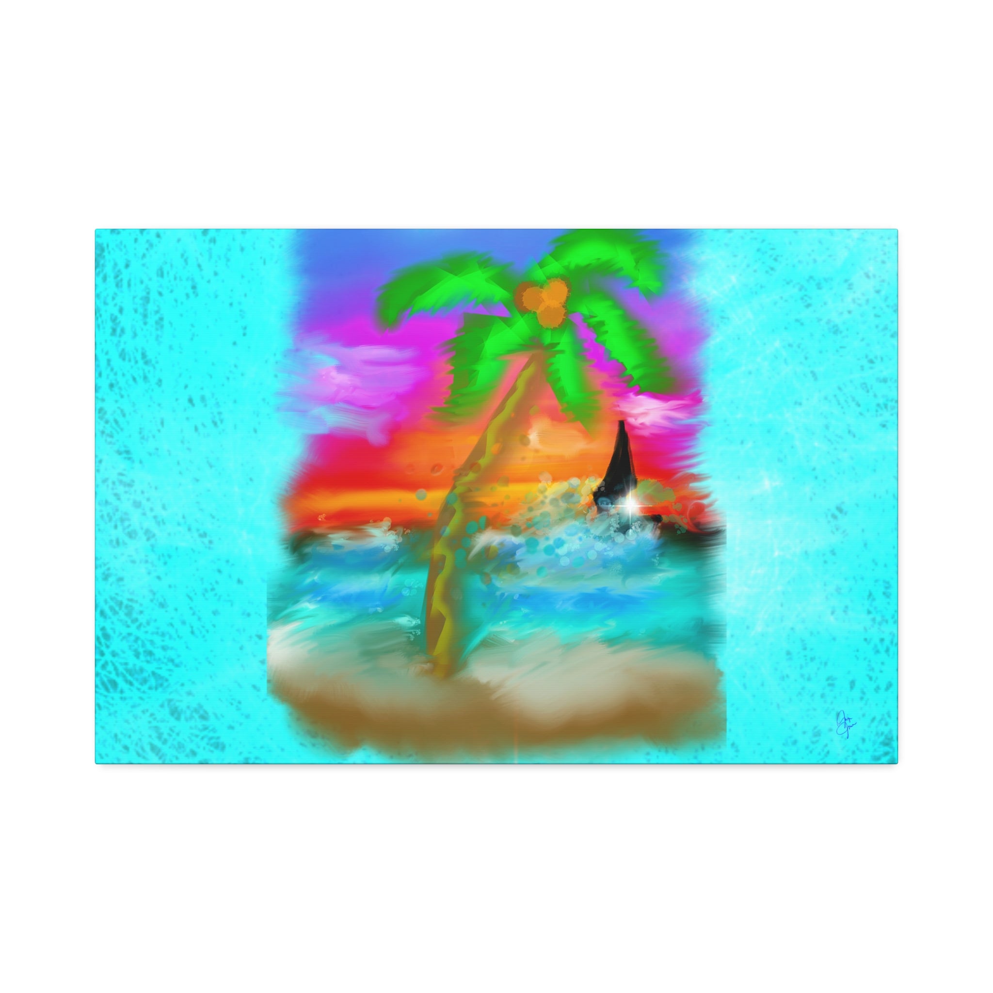 Tropical Sunset Palm Canvas - Stretched Wall Art (1.5" Depth)