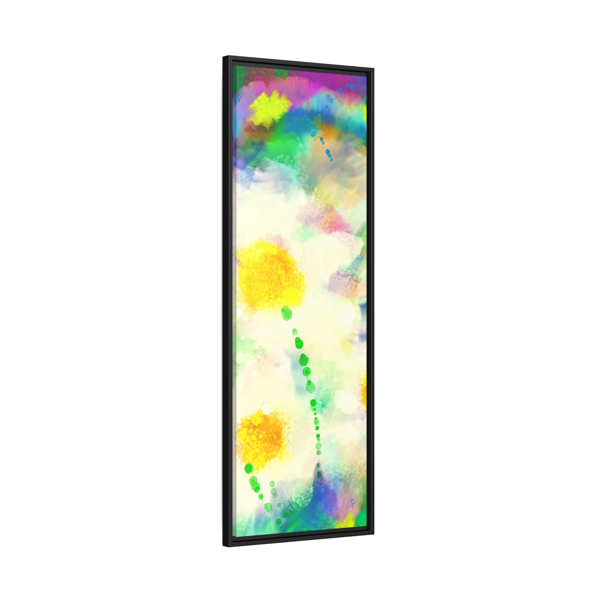 Framed Matte Canvas - Watercolor Yellow Floral Abstract Wall Art