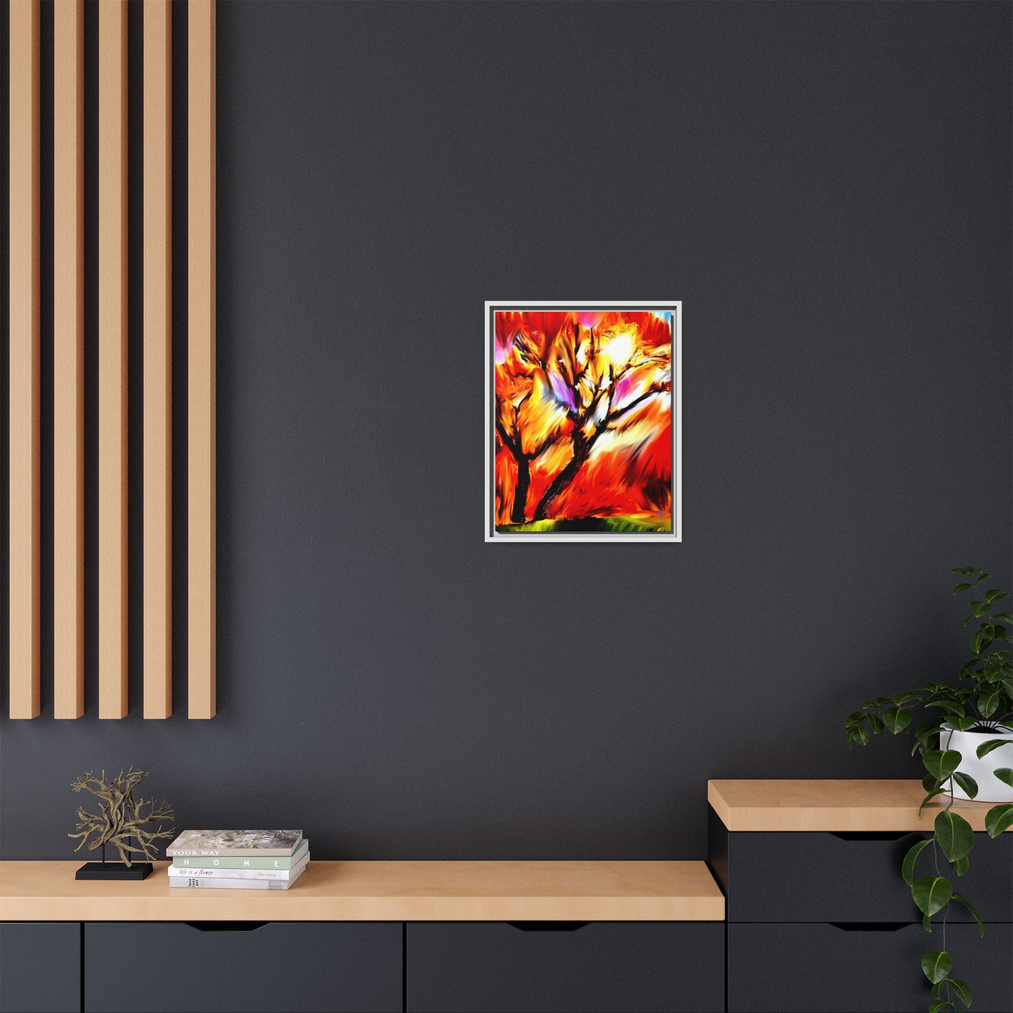 Framed Matte Canvas Print — Vibrant Tree Landscape