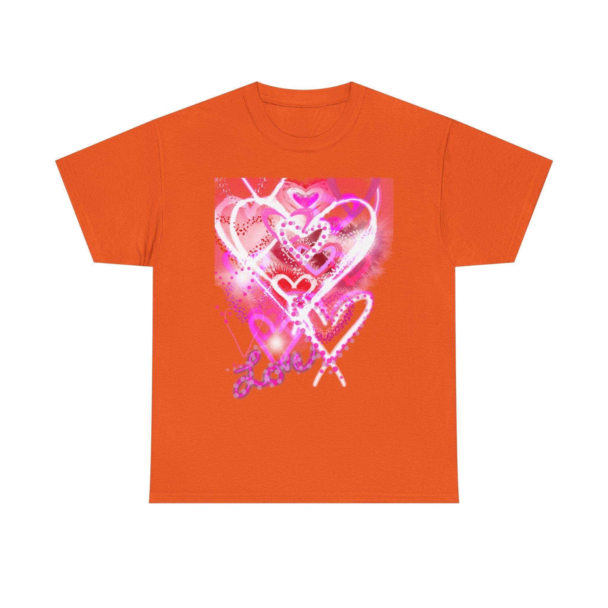 Love Hearts Tee — Pink Watercolor Heart Design Valentine’s Day T‑Shirt