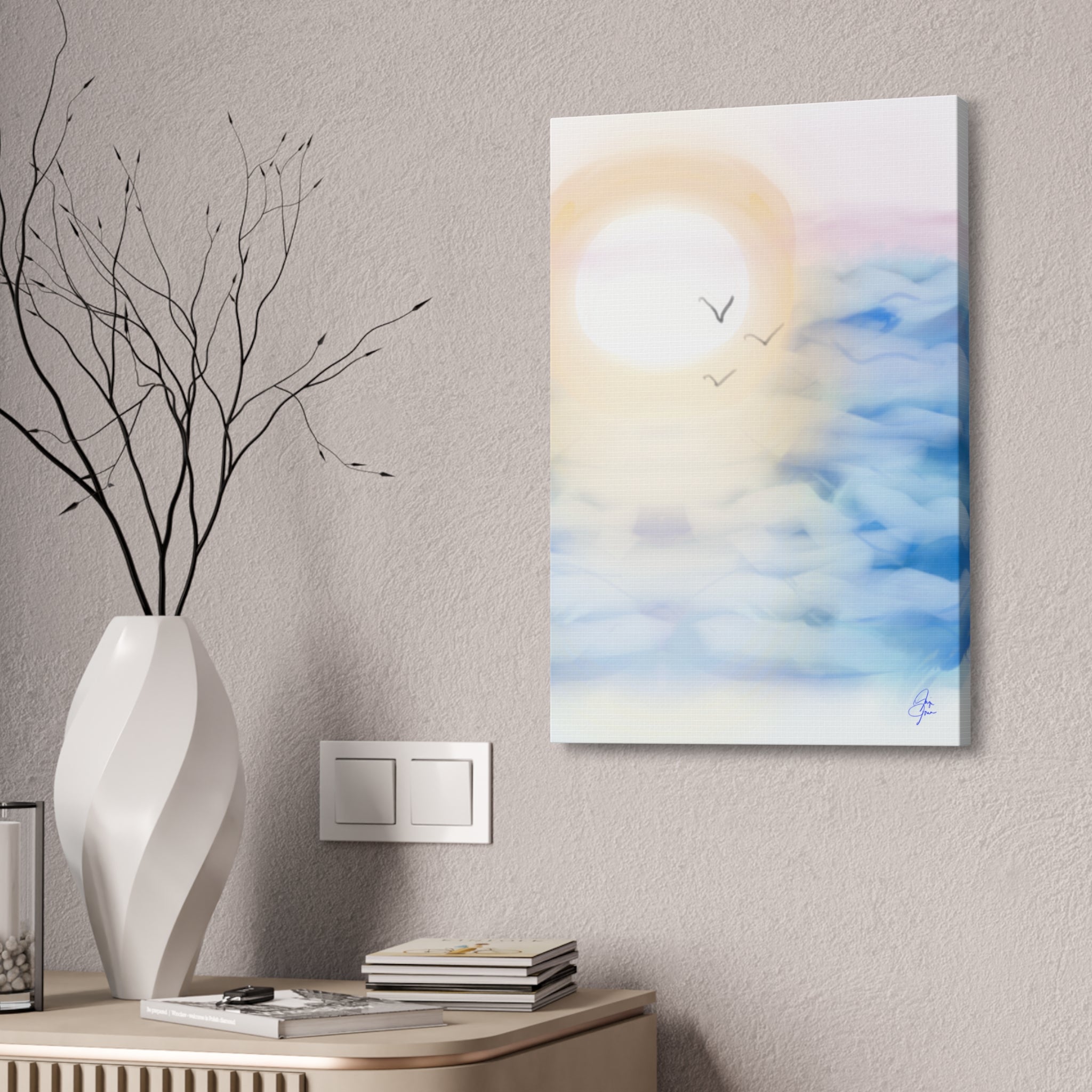 Sunrise Seascape Canvas Print — Soothing Ocean Wall Art, 1.5" Stretched