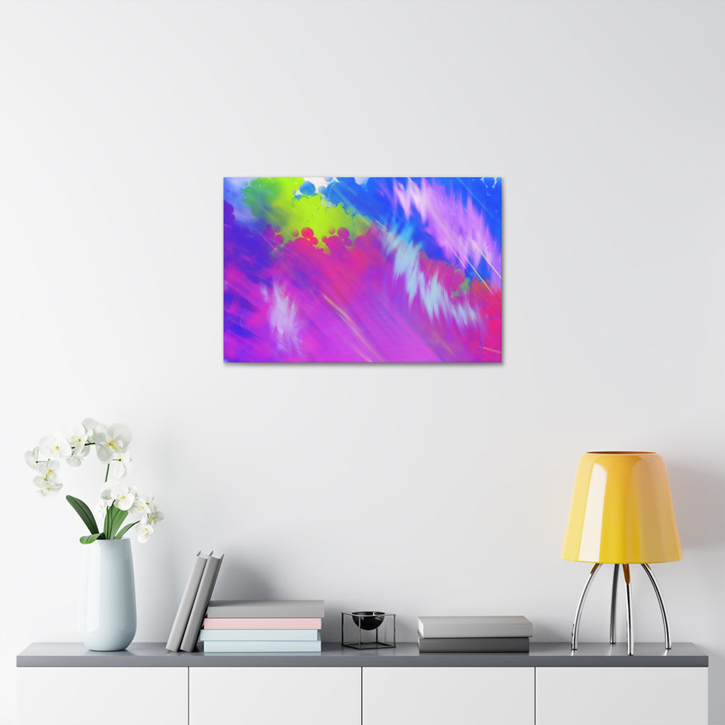 Abstract Neon Tie-Dye Canvas Print — Vibrant Rainbow Wall Art (Stretched 1.5")