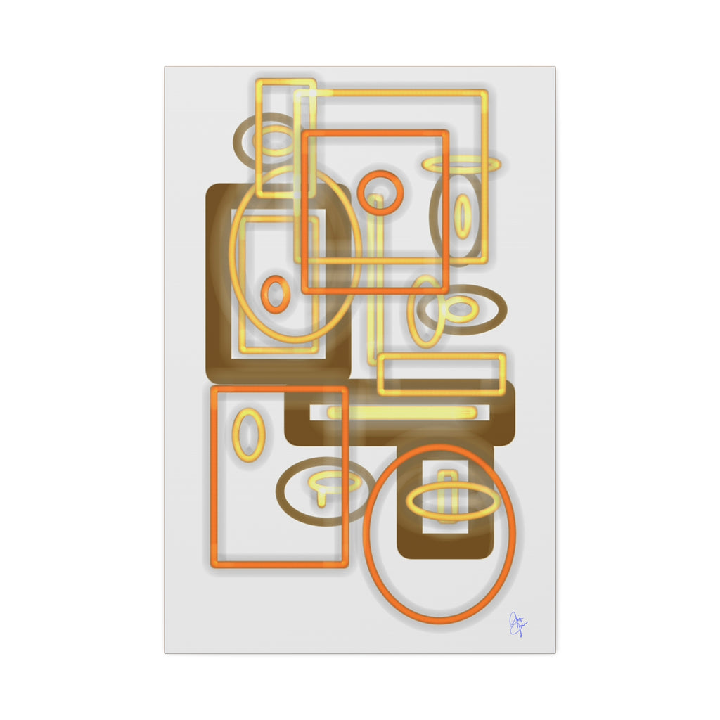 Abstract Geometric Art Canvas - Midcentury Shapes in Warm Gold & Rust