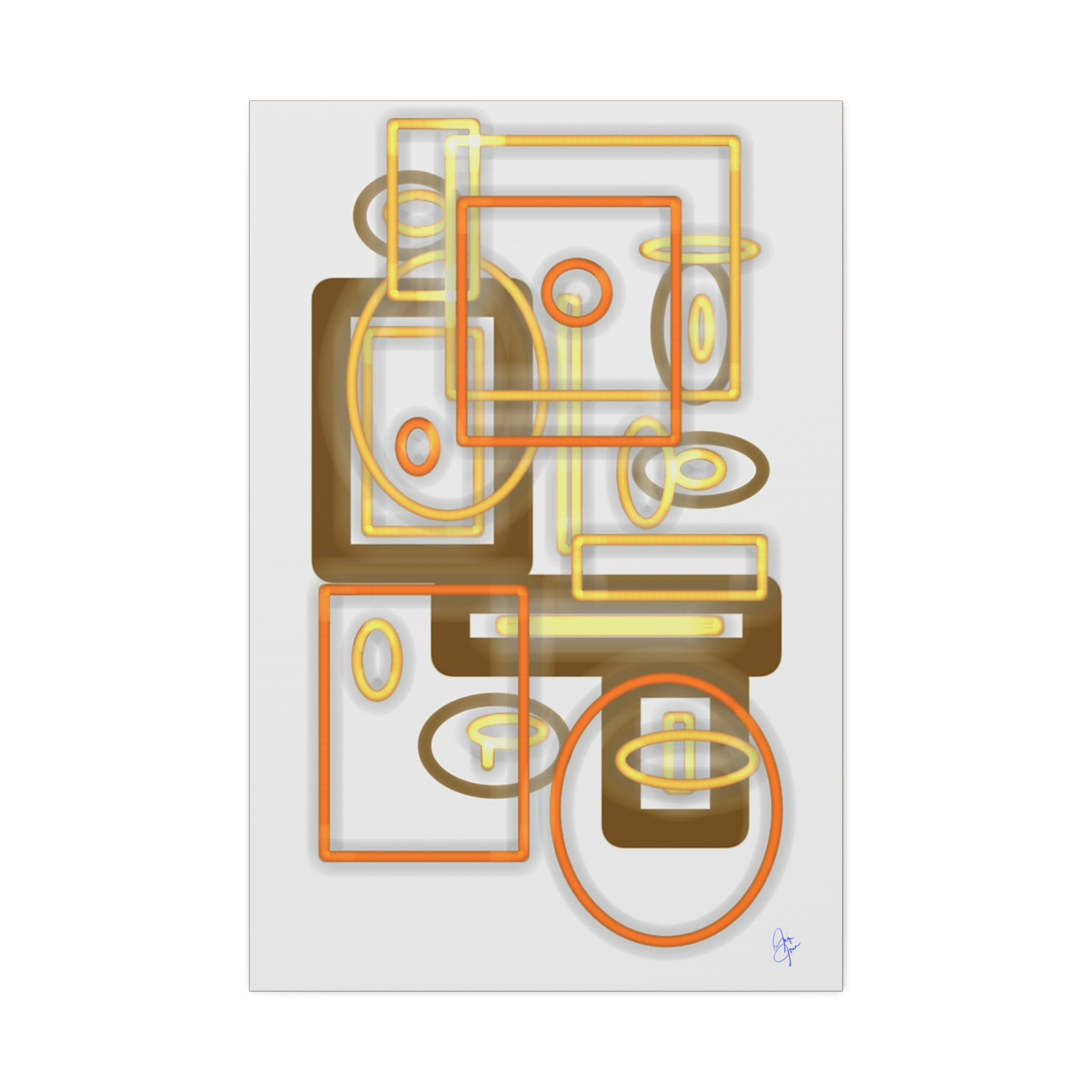Abstract Geometric Art Canvas - Midcentury Shapes in Warm Gold & Rust