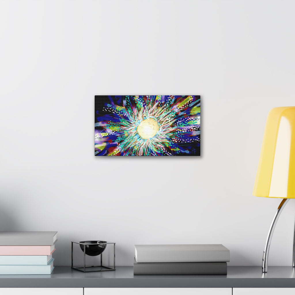 Abstract Cosmic Burst Canvas Wall Art — Colorful Sunflower Explosion on Black