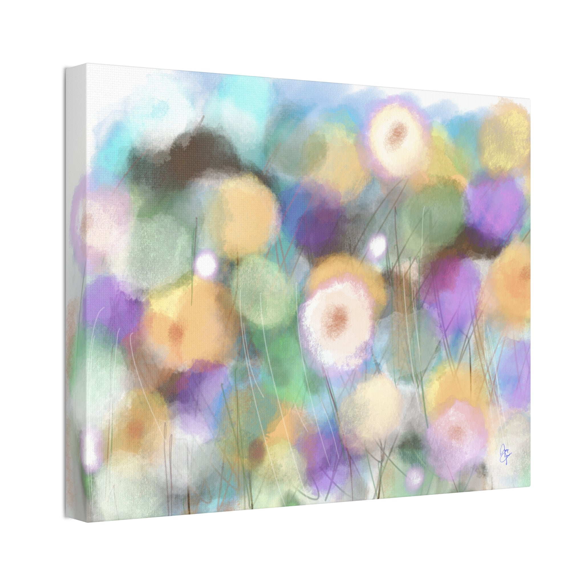 Floral Pastel Canvas Print — Dreamy Watercolor Dandelion Wall Art (1.5" Stretched)