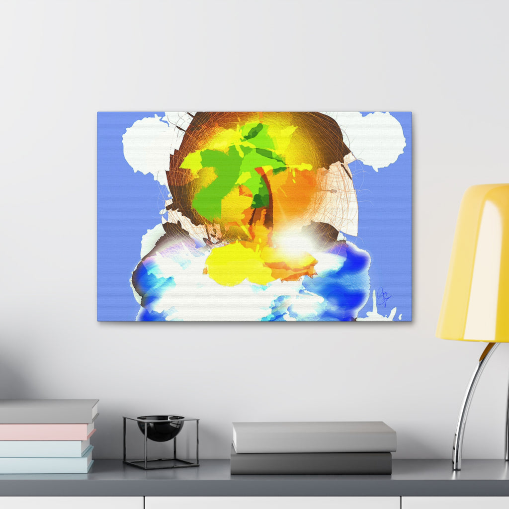 Abstract Sunrise Landscape Canvas — Vibrant Tropical Art on Stretched 1.5" Frame