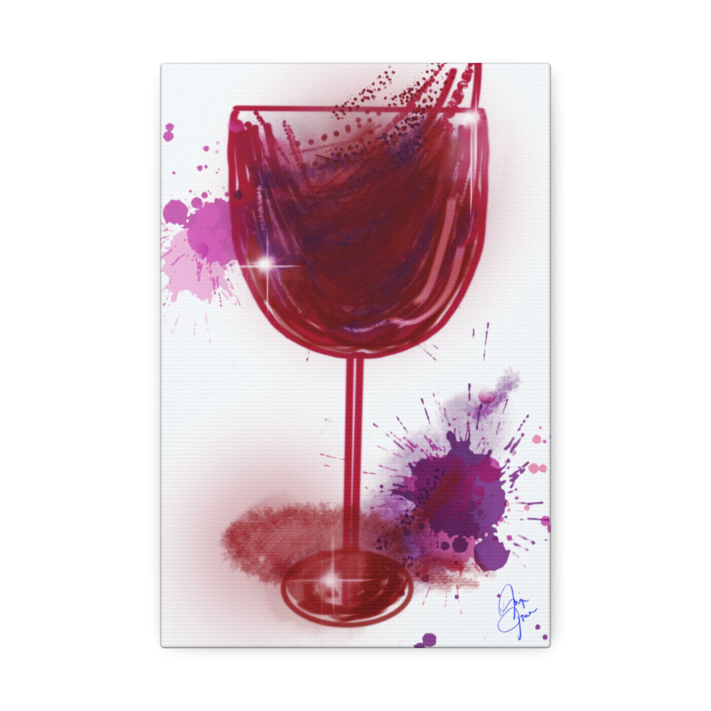 Wine Glass Art Canvas — Red Wine Splash Stretched Wall Art (1.5" Depth)
