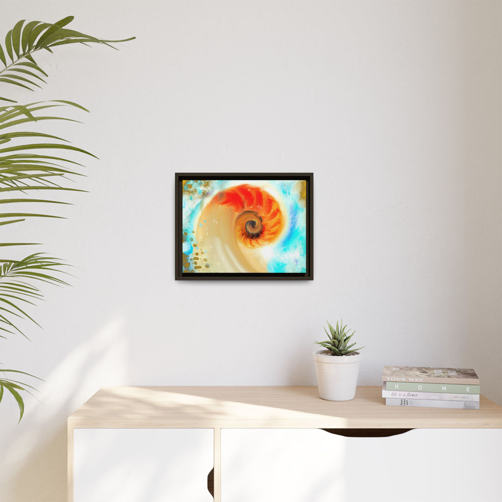 Framed Abstract Spiral Canvas Art — Vibrant Nautical Wave Print