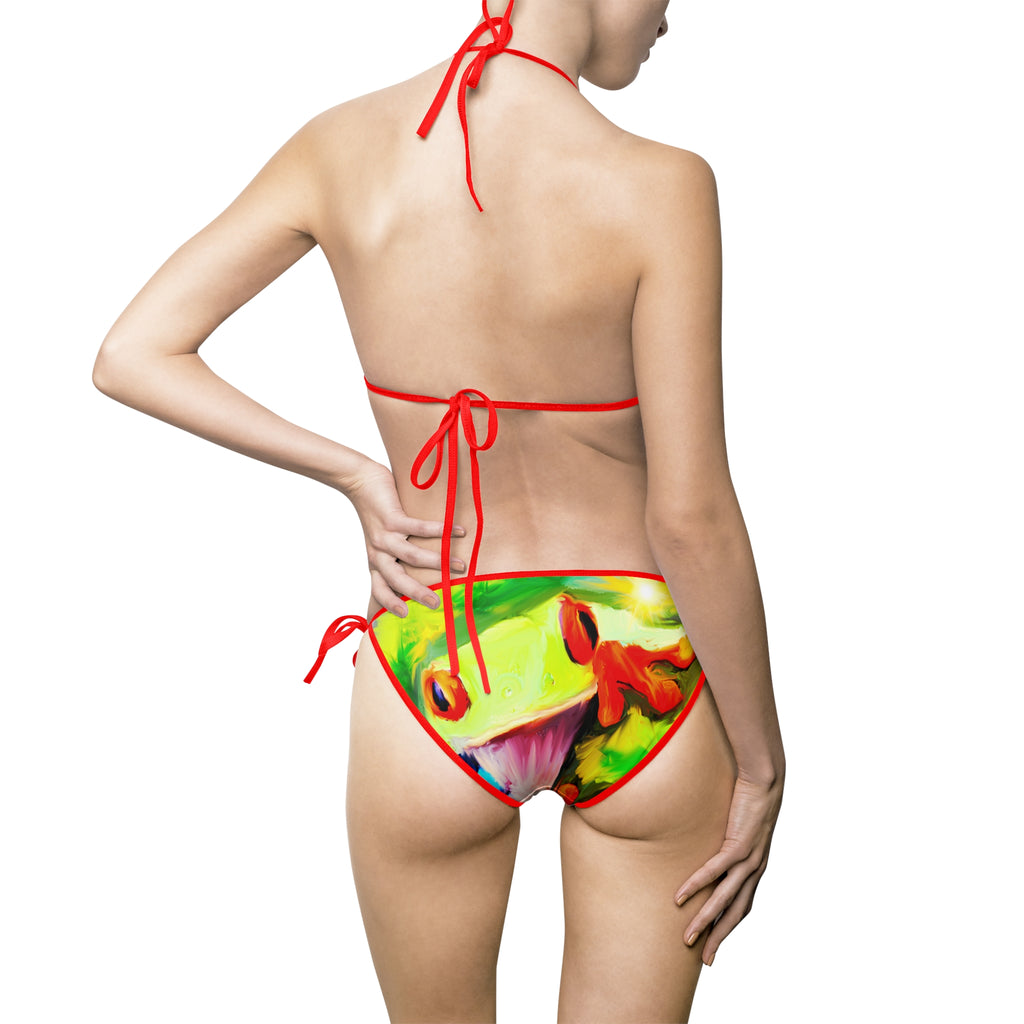 Tropical Frog Print Bikini — Colorful Nature Swimwear for Women