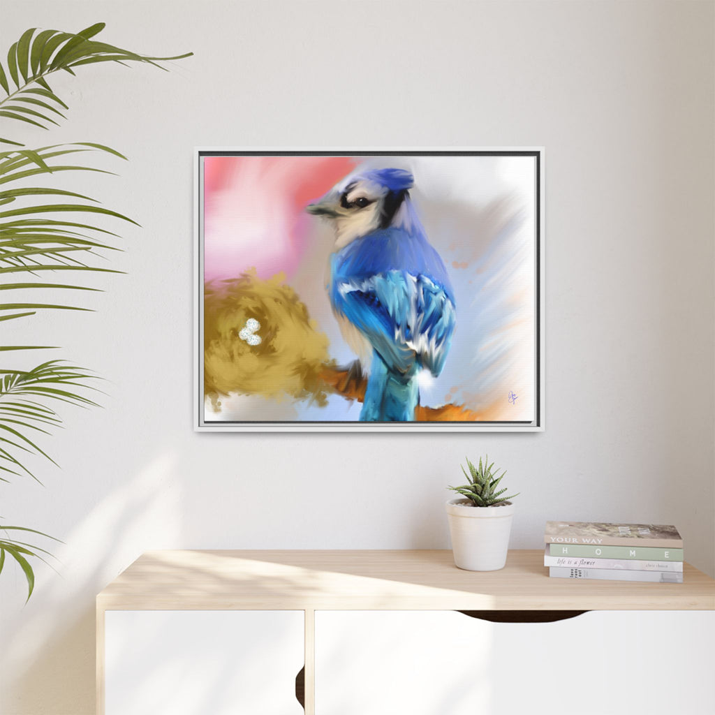 Blue Jay Art Print — Framed Matte Canvas Wall Art