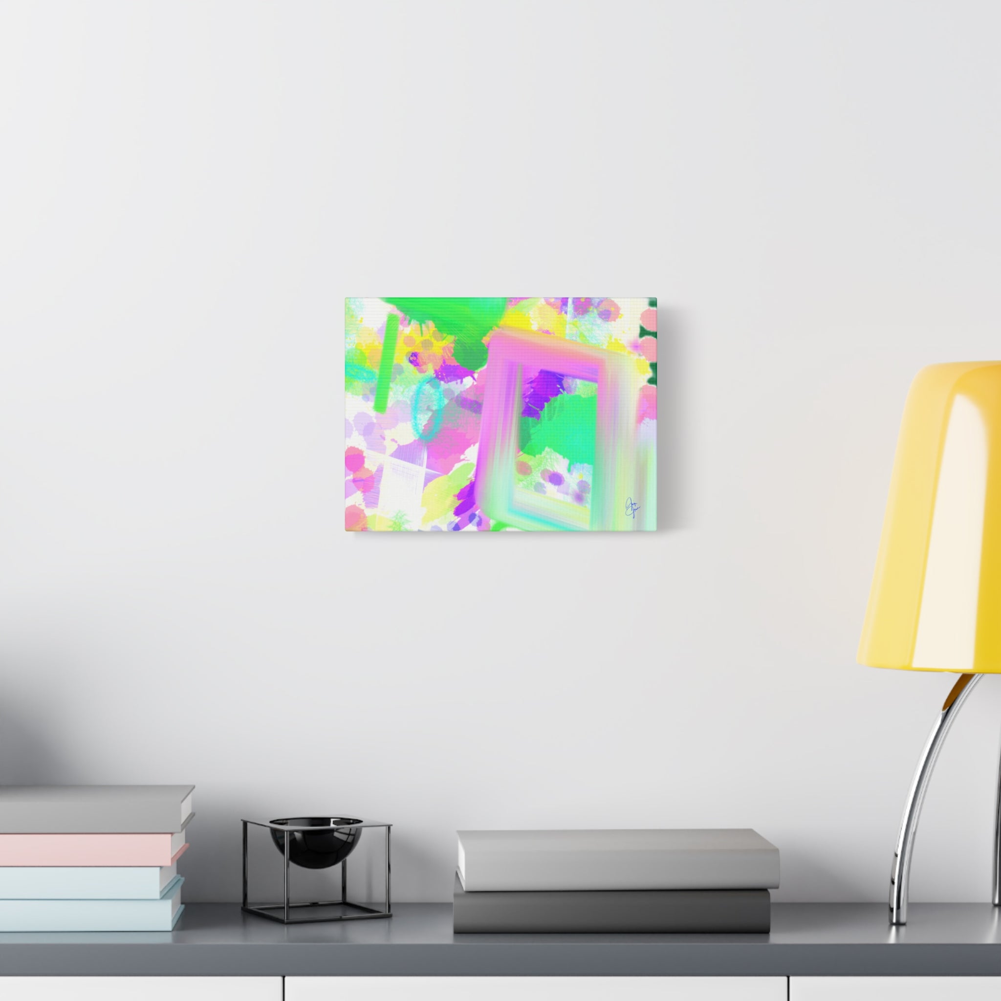 Abstract Pastel Splash Canvas Print — Bright Neon Frame Wall Art