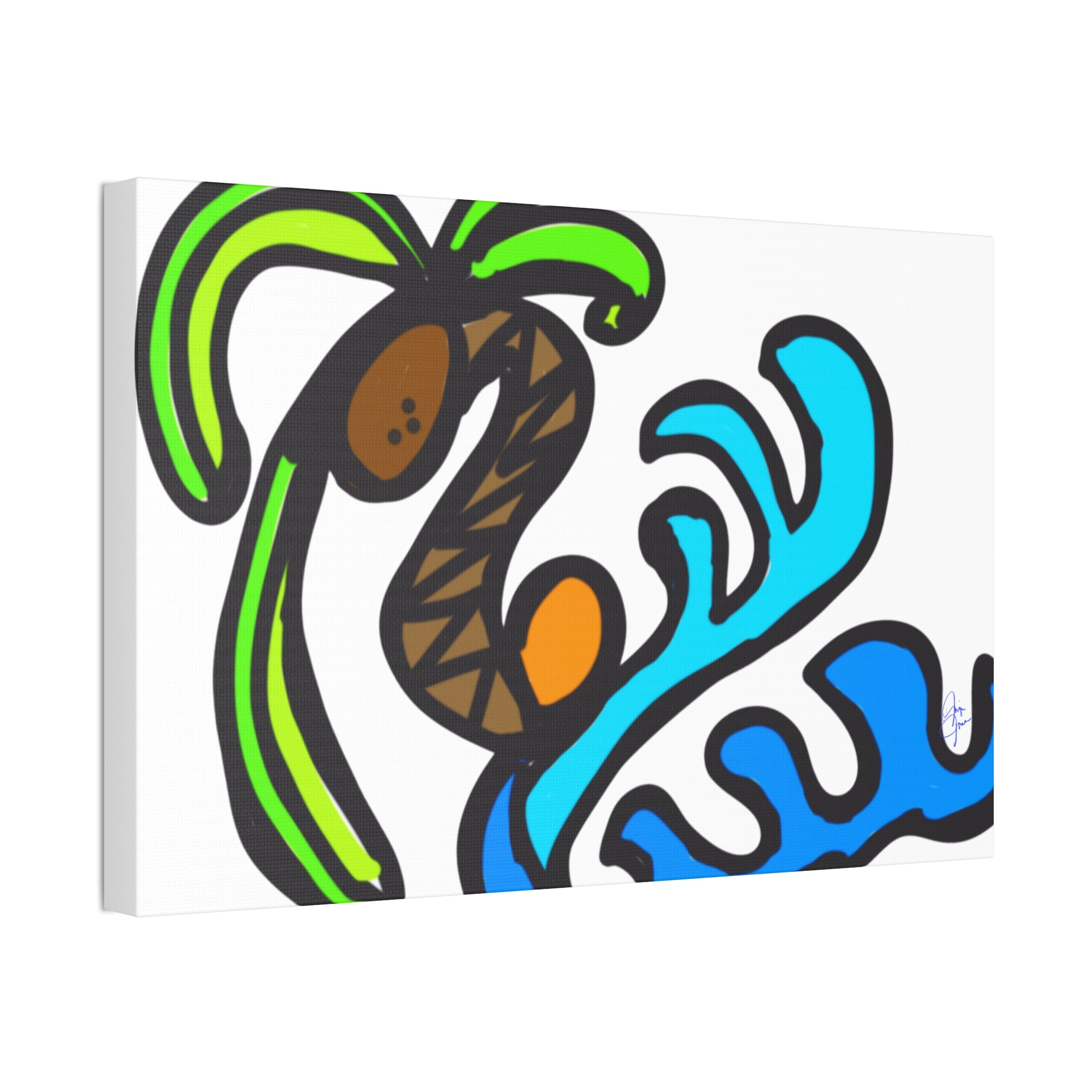 Stained Glass Beach Canvas — Whimsical Seaside Wall Art