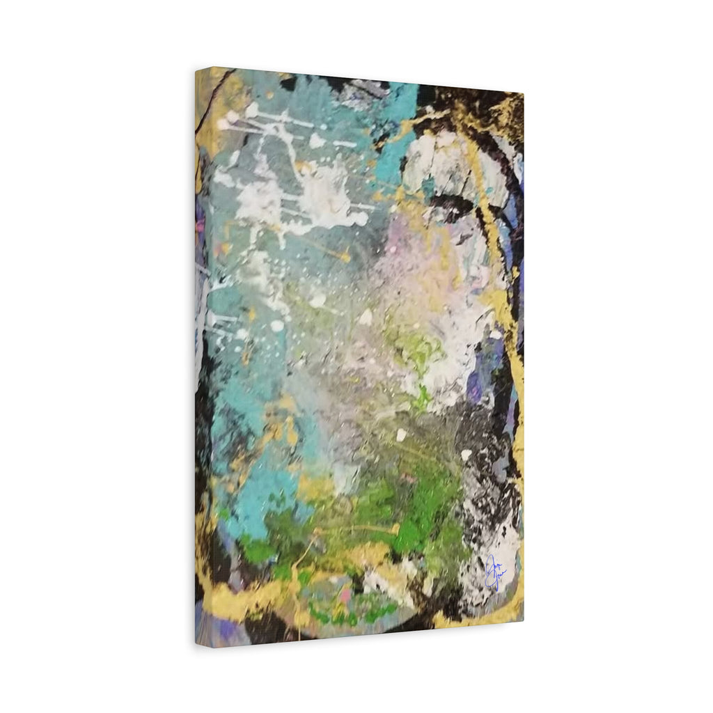 Abstract Green & Teal Matte Canvas Wall Art — Stretched 1.25"