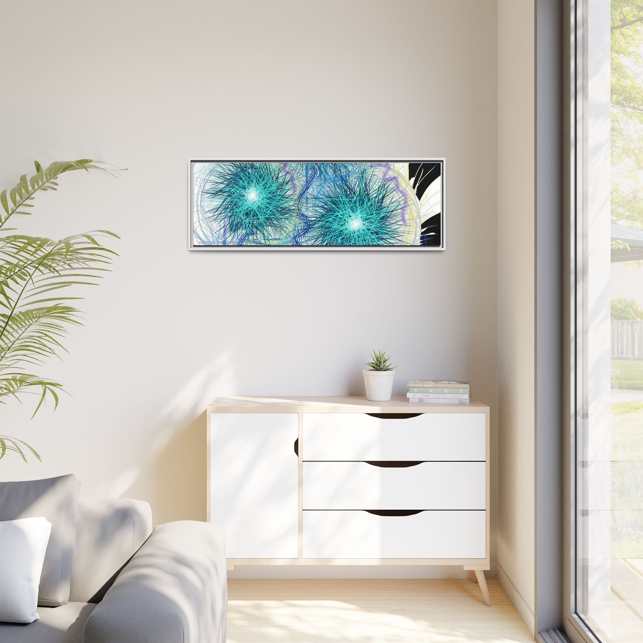 Dandelion Abstract Print Matte Canvas Framed Wall Art