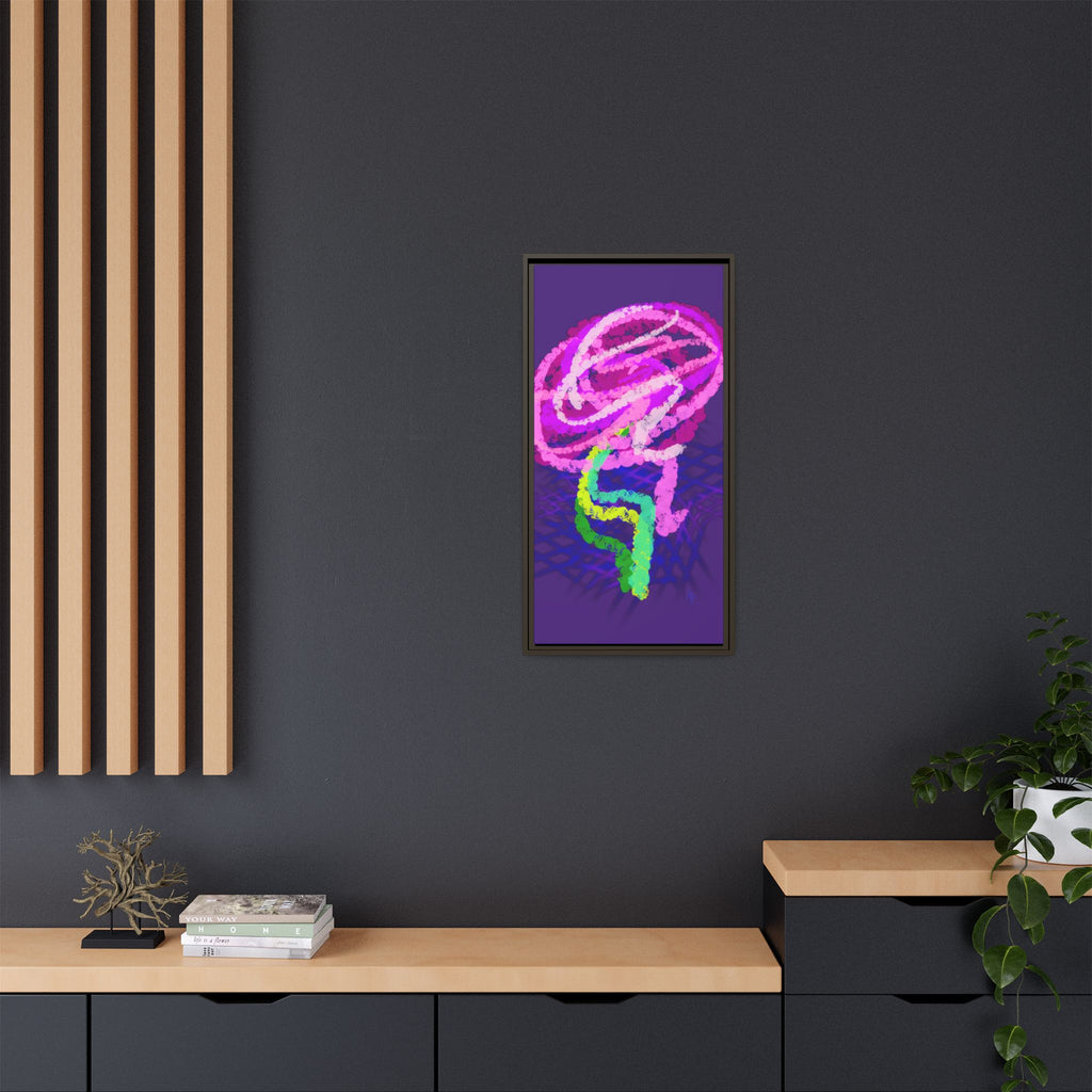 Framed Matte Canvas - Neon Rose Abstract Wall Art