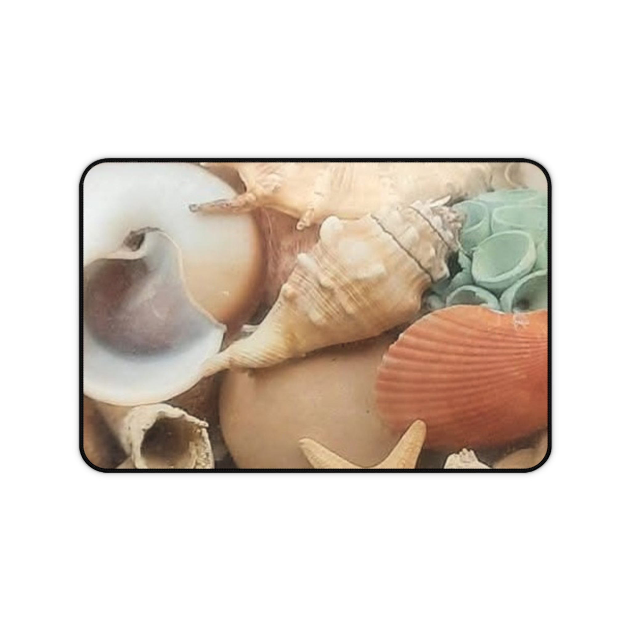 Seashell Beach Desk Mat — Coastal Shells Mouse Pad for Office & Home