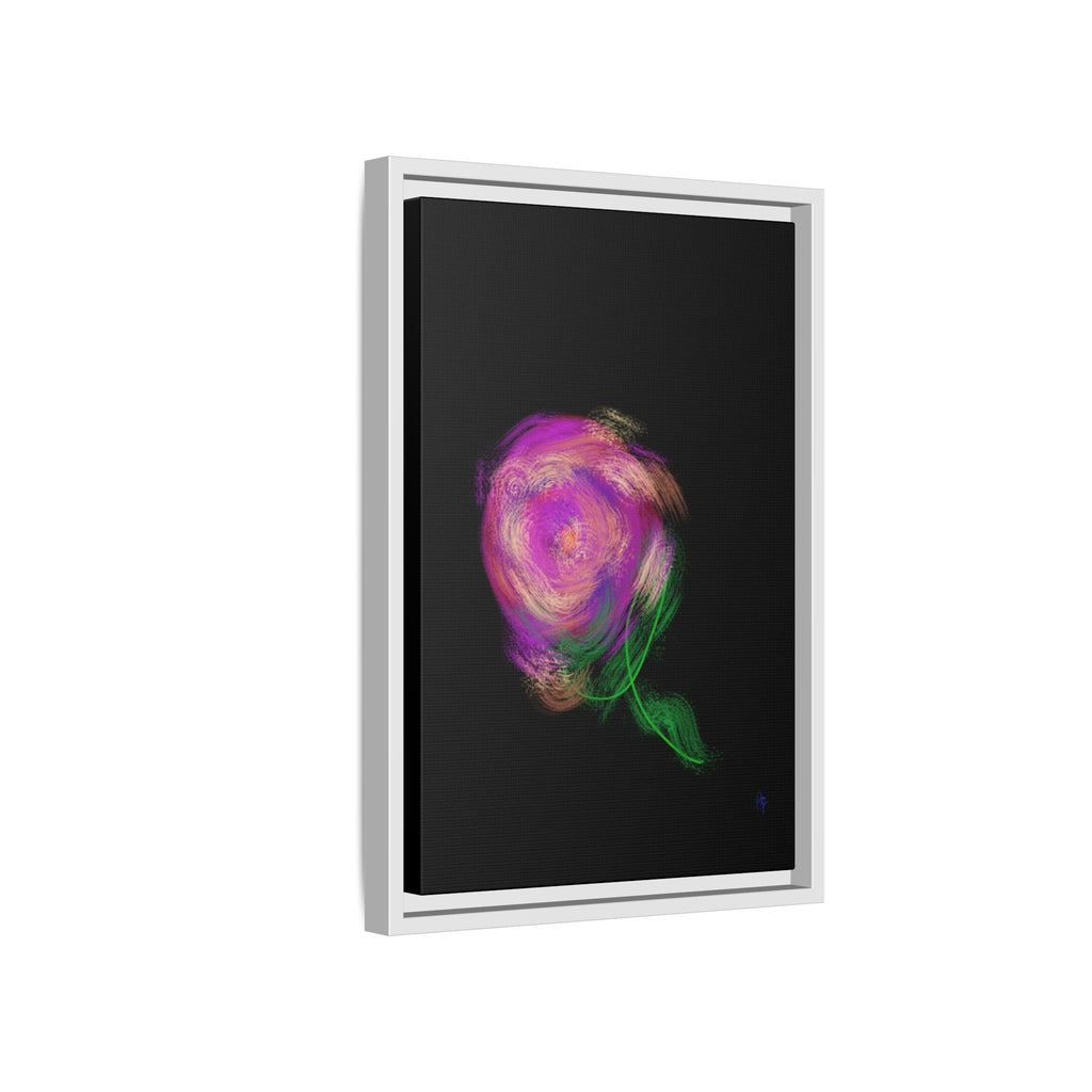 Abstract Rose Swirl Matte Framed Canvas — Multicolor Floral Wall Art