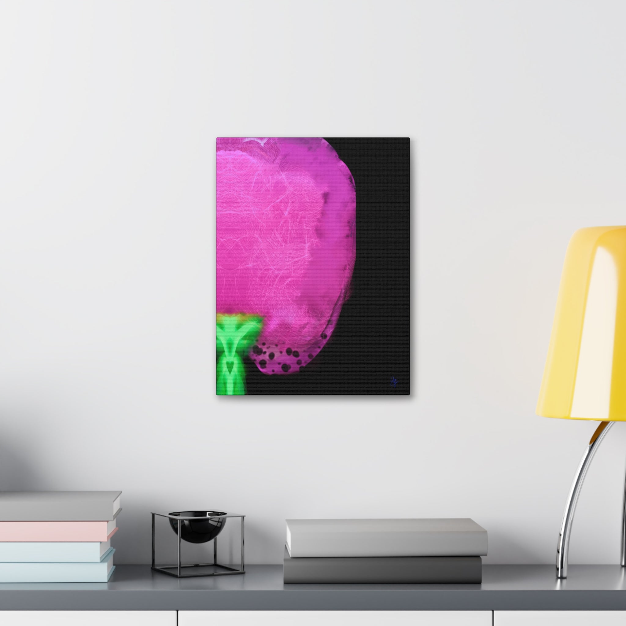 Neon Bloom Abstract Canvas Print — Pink & Green Modern Wall Art