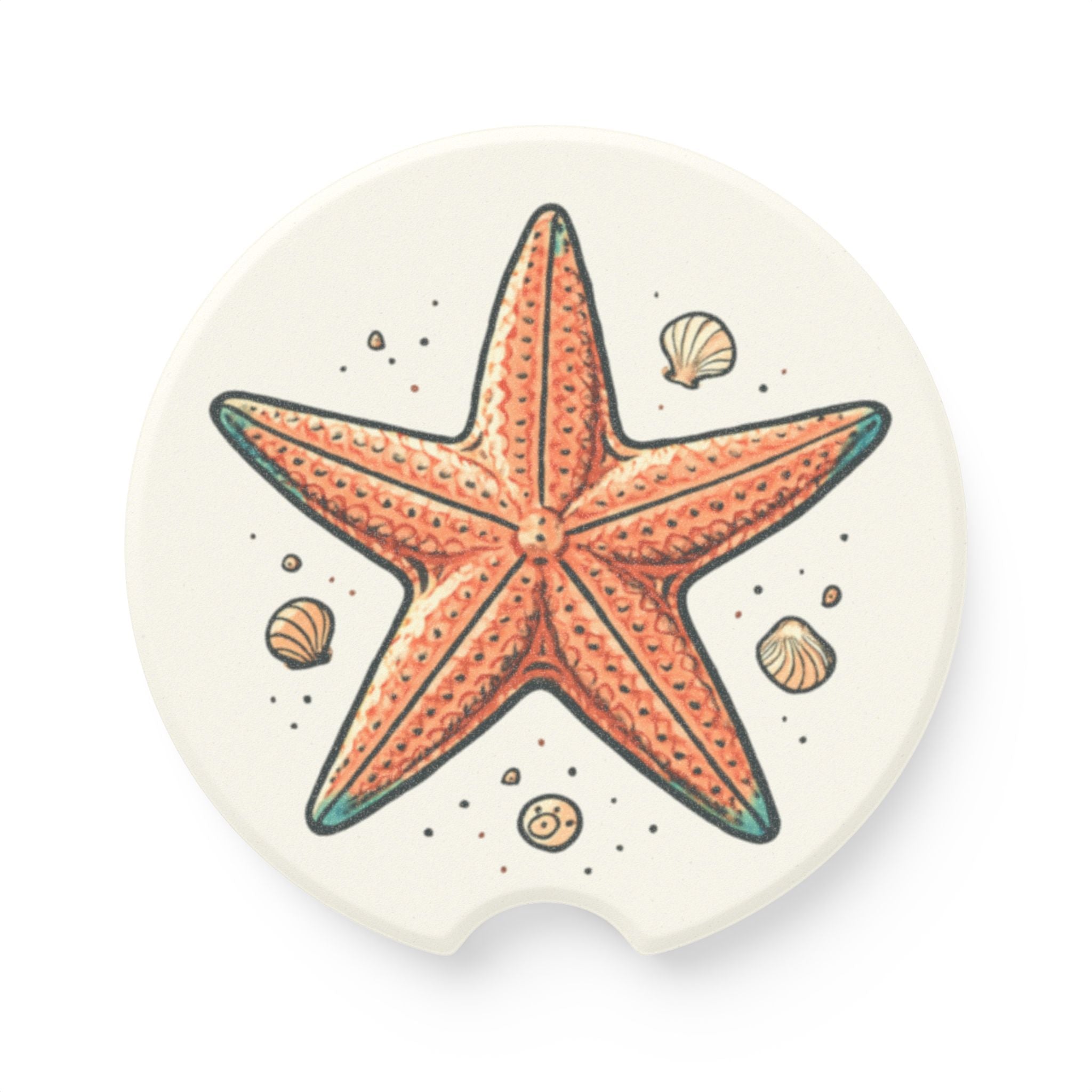 Starfish Soapstone Car Coaster - Coastal-Themed Drink Holder