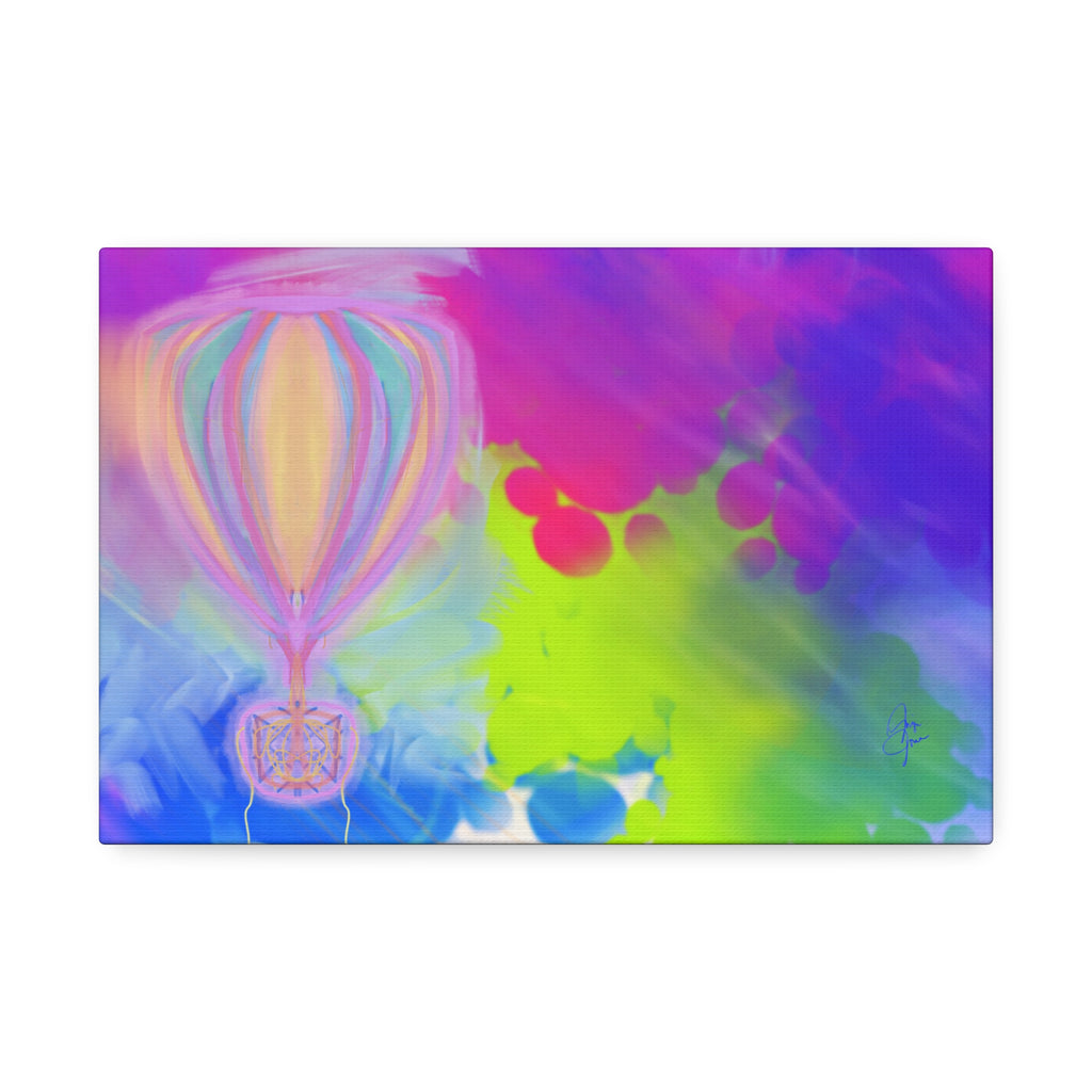 Whimsical Hot Air Balloon Kids Canvas Art — Bright Stretched Wall Decor