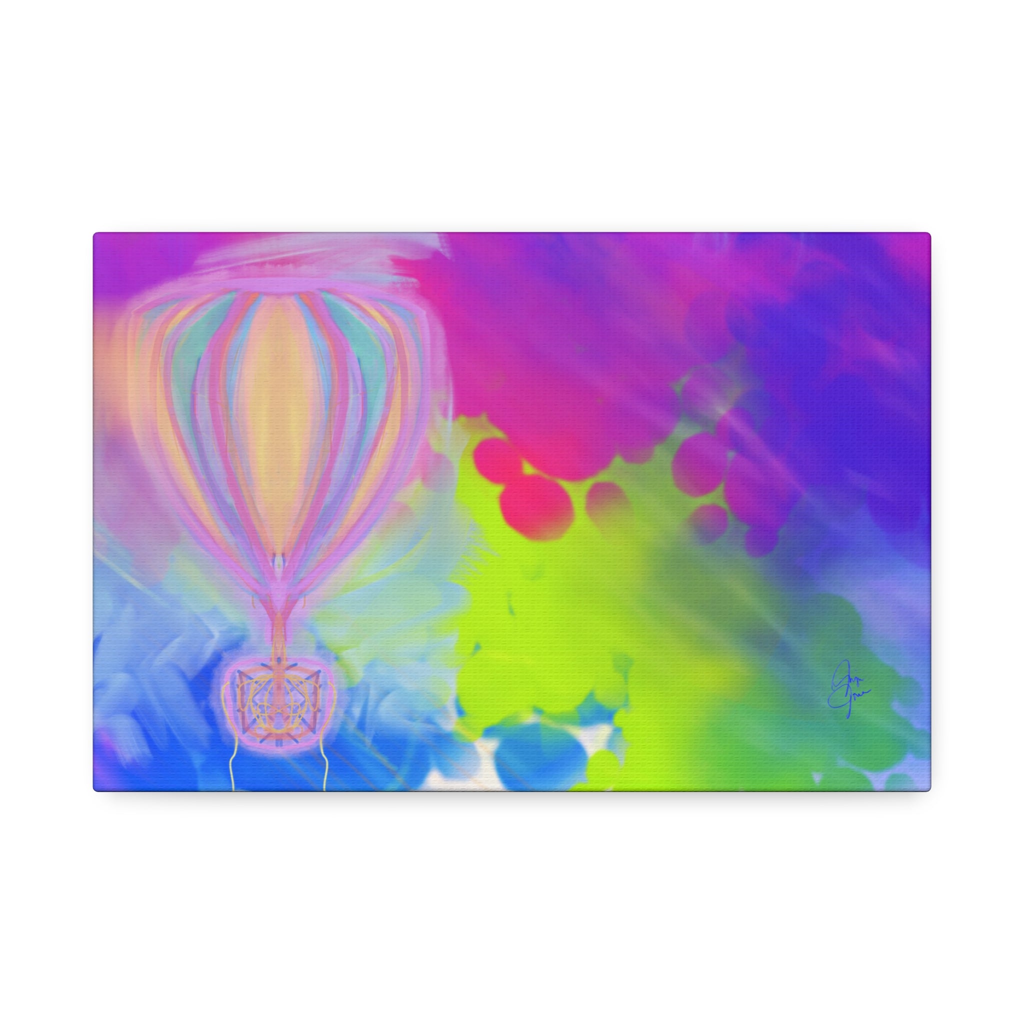 Whimsical Hot Air Balloon Kids Canvas Art — Bright Stretched Wall Decor