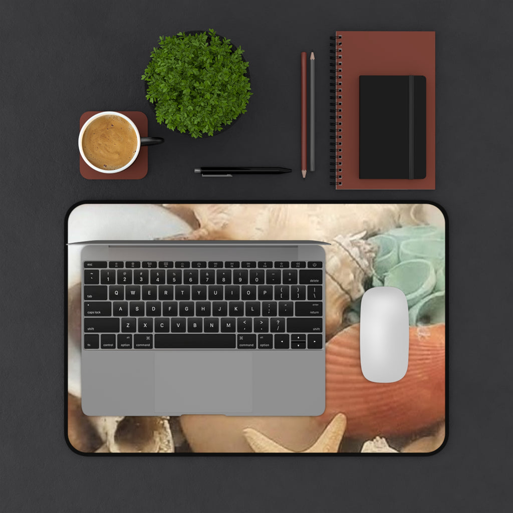 Seashell Beach Desk Mat — Coastal Shells Mouse Pad for Office & Home