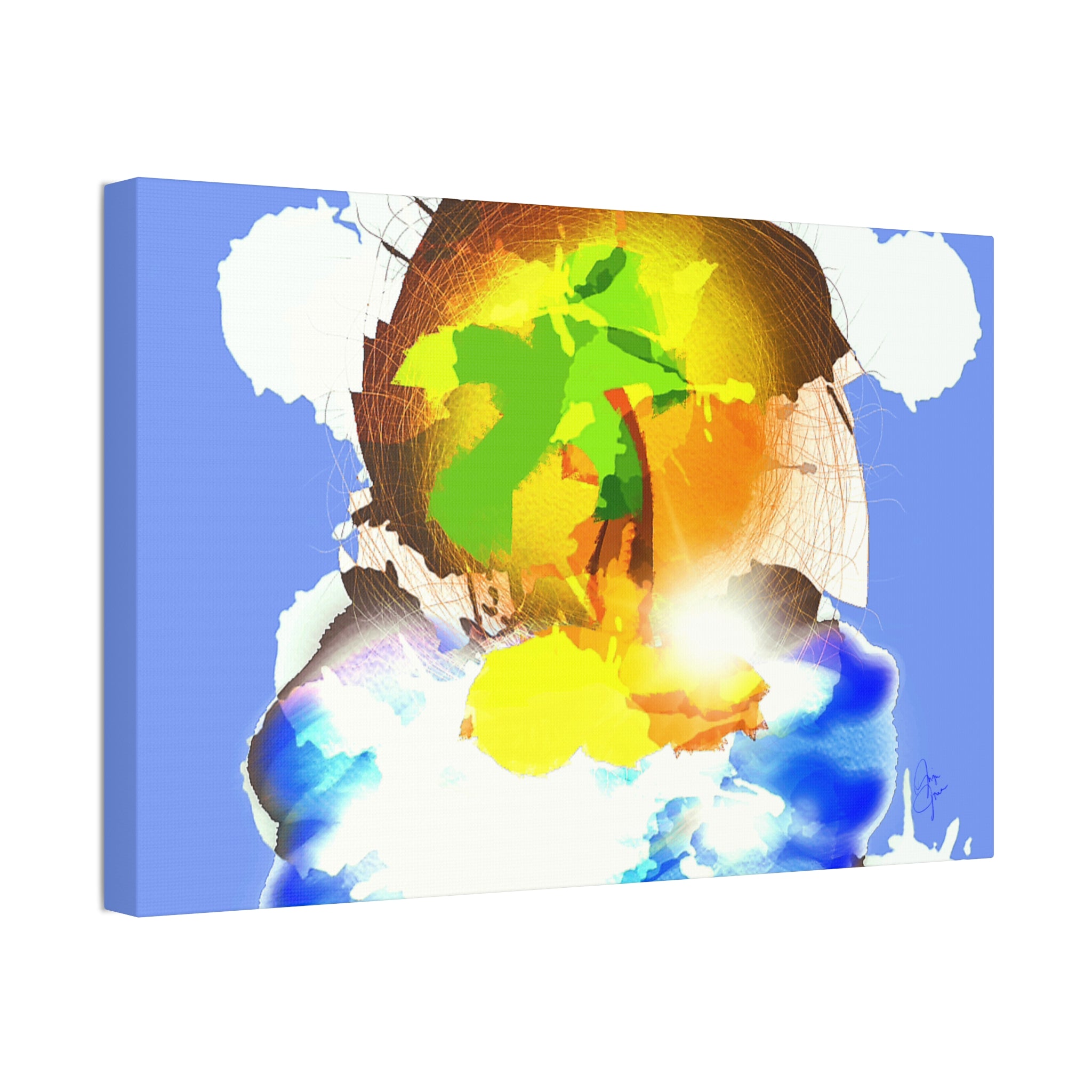 Abstract Sunrise Landscape Canvas — Vibrant Tropical Art on Stretched 1.5" Frame
