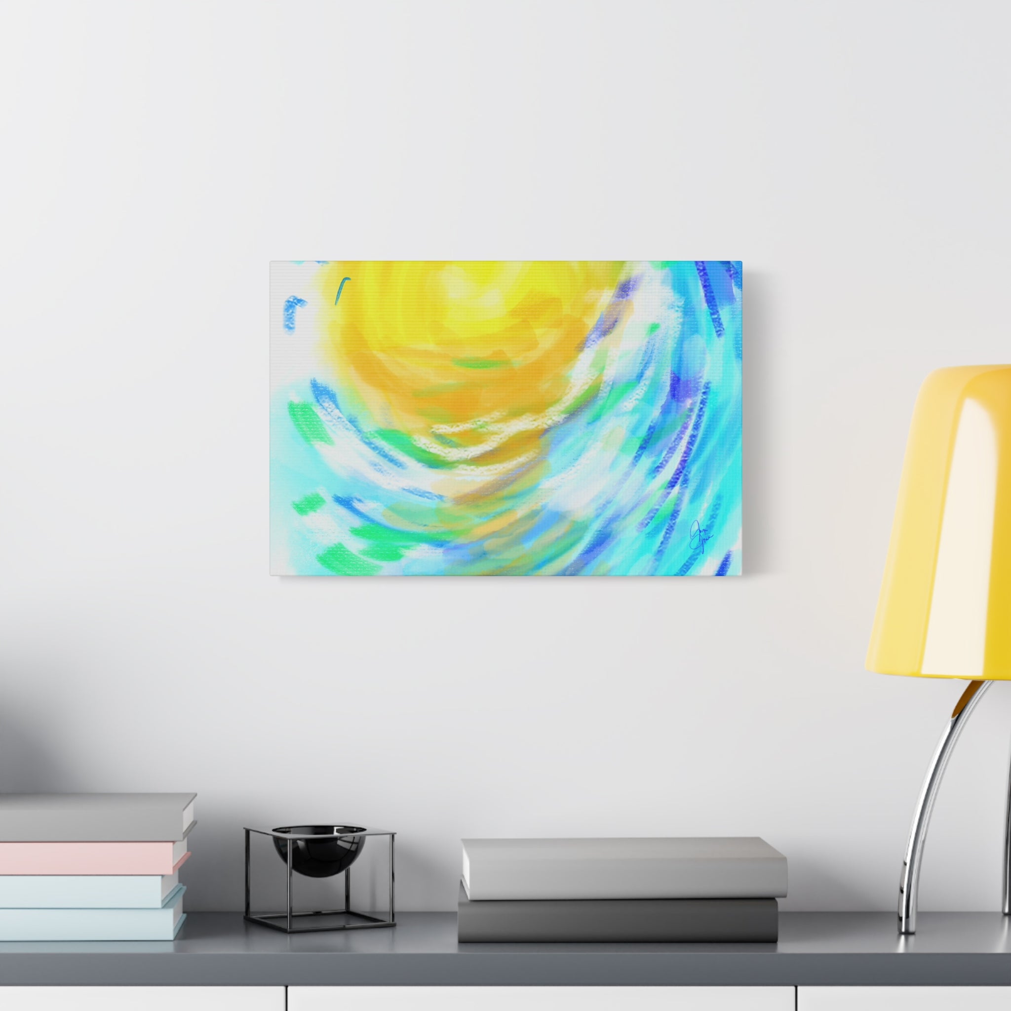 Abstract Sunburst Canvas Art — Vibrant Swirl Matte Stretched Canvas