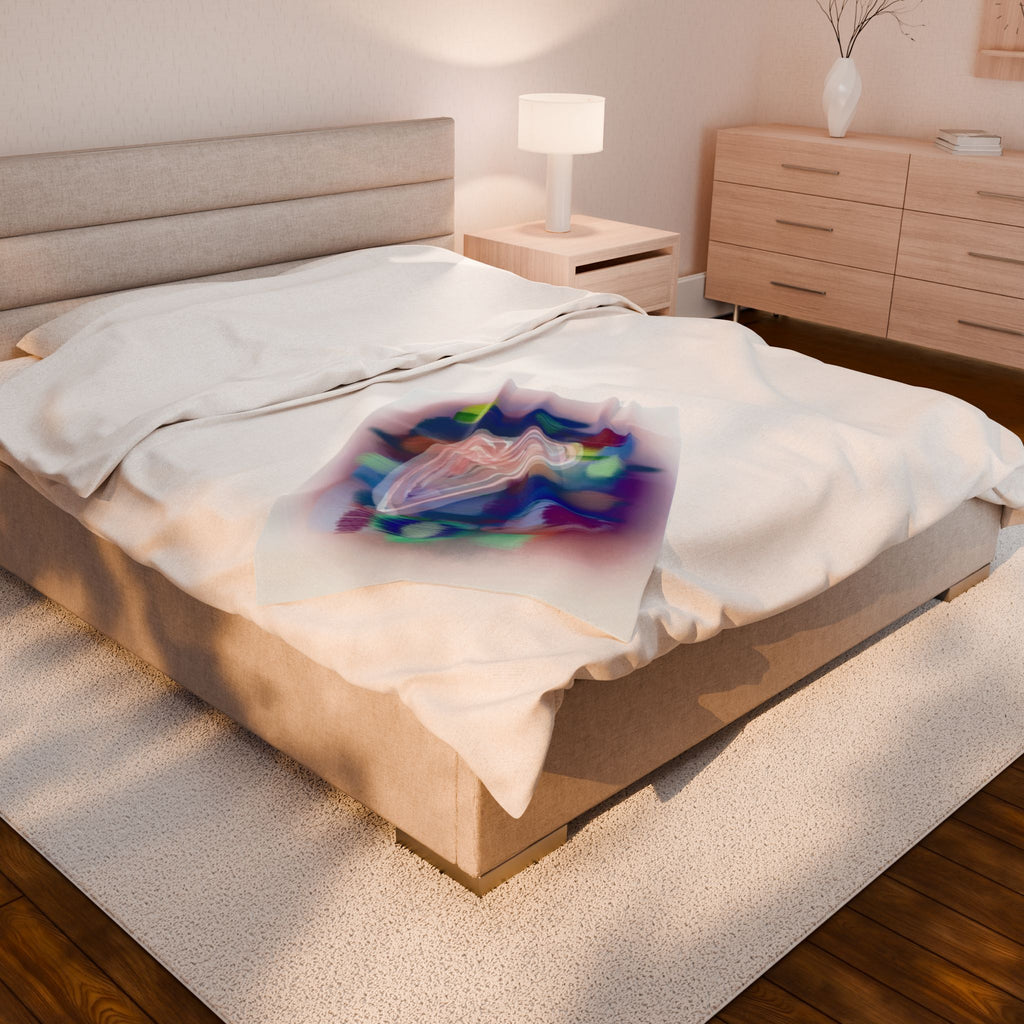 Velveteen Plush Blanket — Dreamy Pastel Heart Abstract Throw