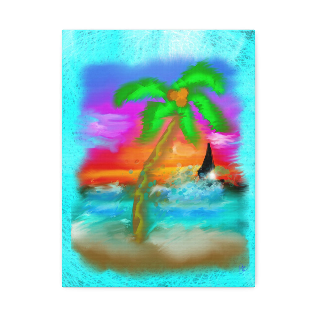Tropical Sunset Palm Canvas - Stretched Wall Art (1.5" Depth)