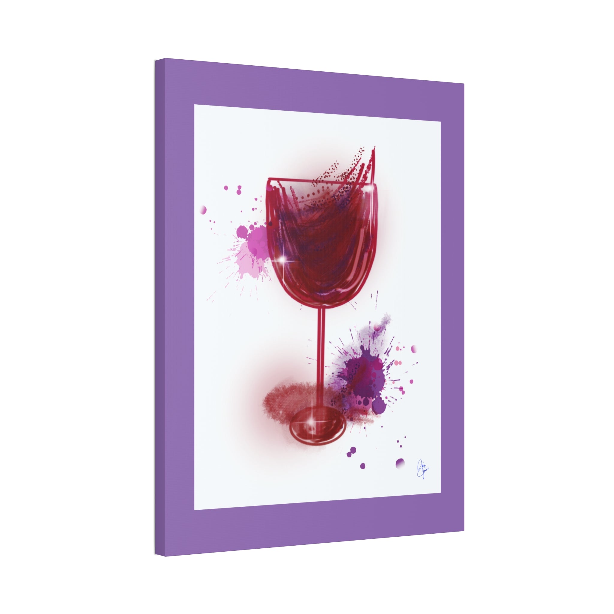 Wine Glass Art Canvas — Red Wine Splash Stretched Wall Art (1.5" Depth)