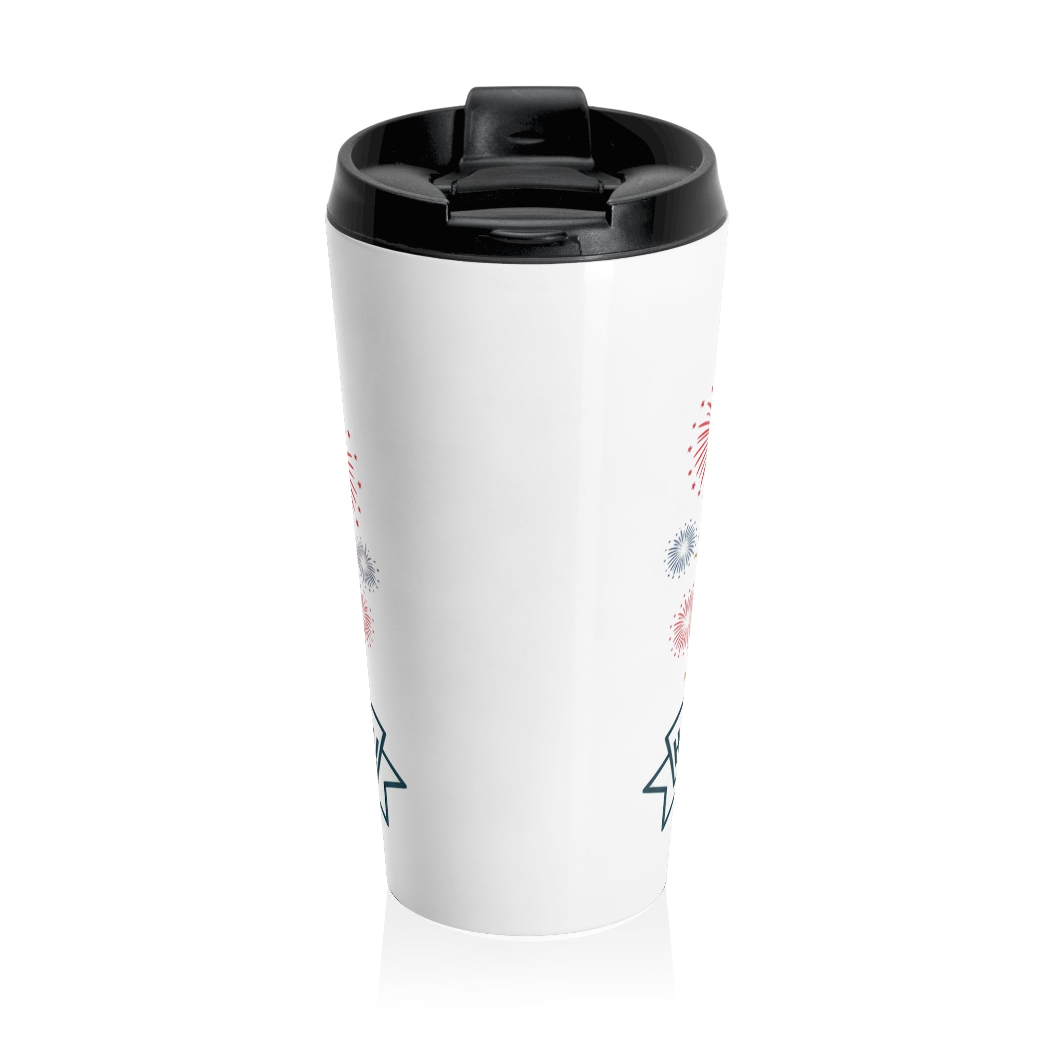 Statue of Liberty 250th Birthday Travel Mug — 1776–2026 USA Flag & Fireworks Stainless Steel Tumbler