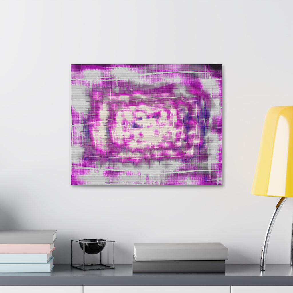 Purple Abstract Stretched Canvas Wall Art — Pink White Geometric Texture