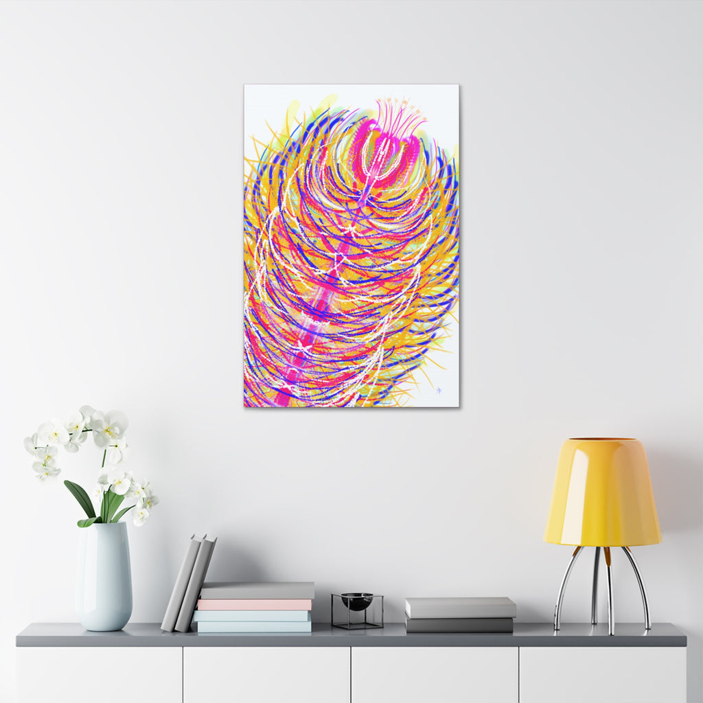 Colorful Feather Canvas Wall Art – Vibrant Abstract Plumage, Stretched 1.5"
