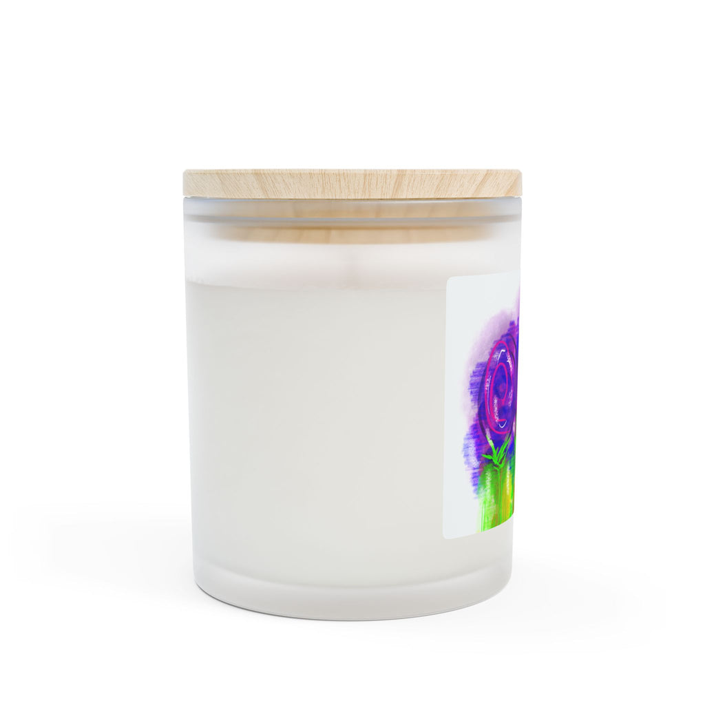 Frosted Glass Candle — Purple Watercolor Roses 11oz Scented Candle