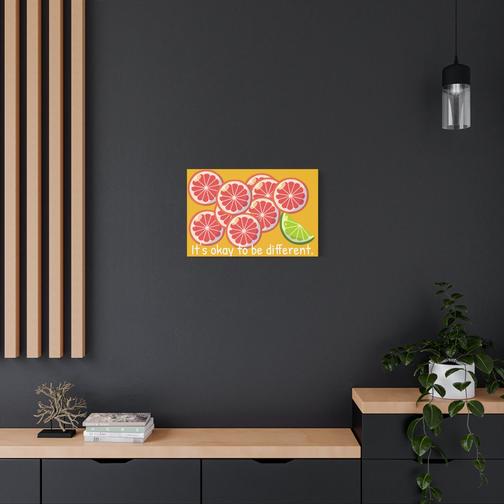 Canvas Wall Art — "It’s Okay to Be Different" Grapefruit & Lime Inspirational Print