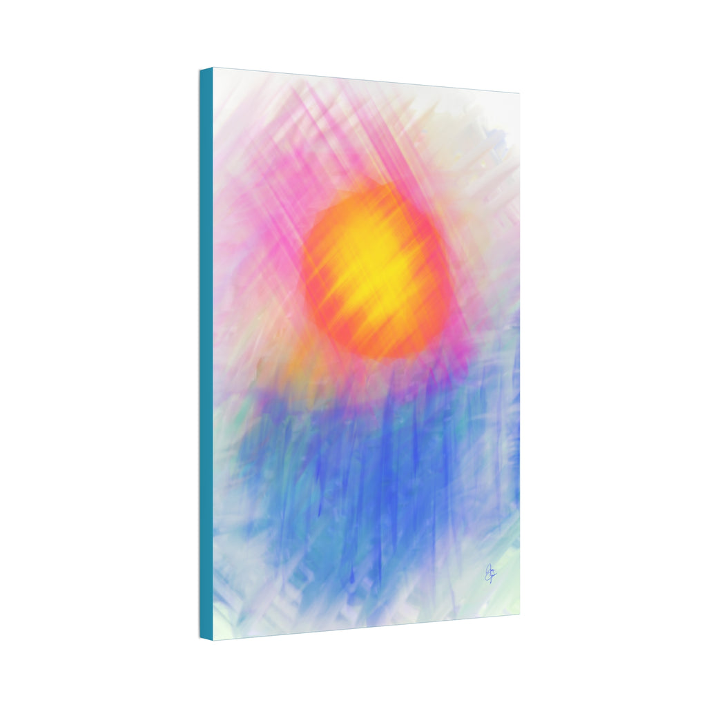 Abstract Sunrise Canvas Art - Vibrant Pink & Orange Sun Stretched Canvas