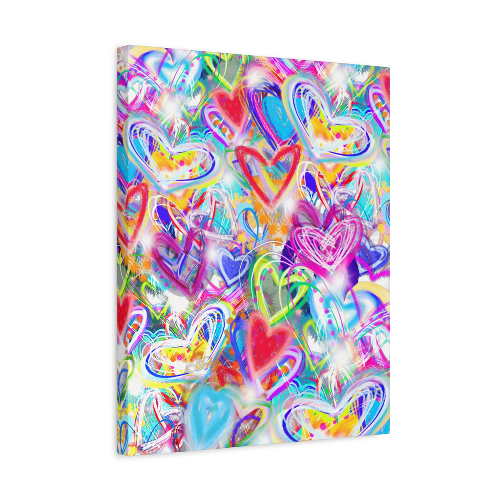 Colorful Heart Graffiti Matte Canvas